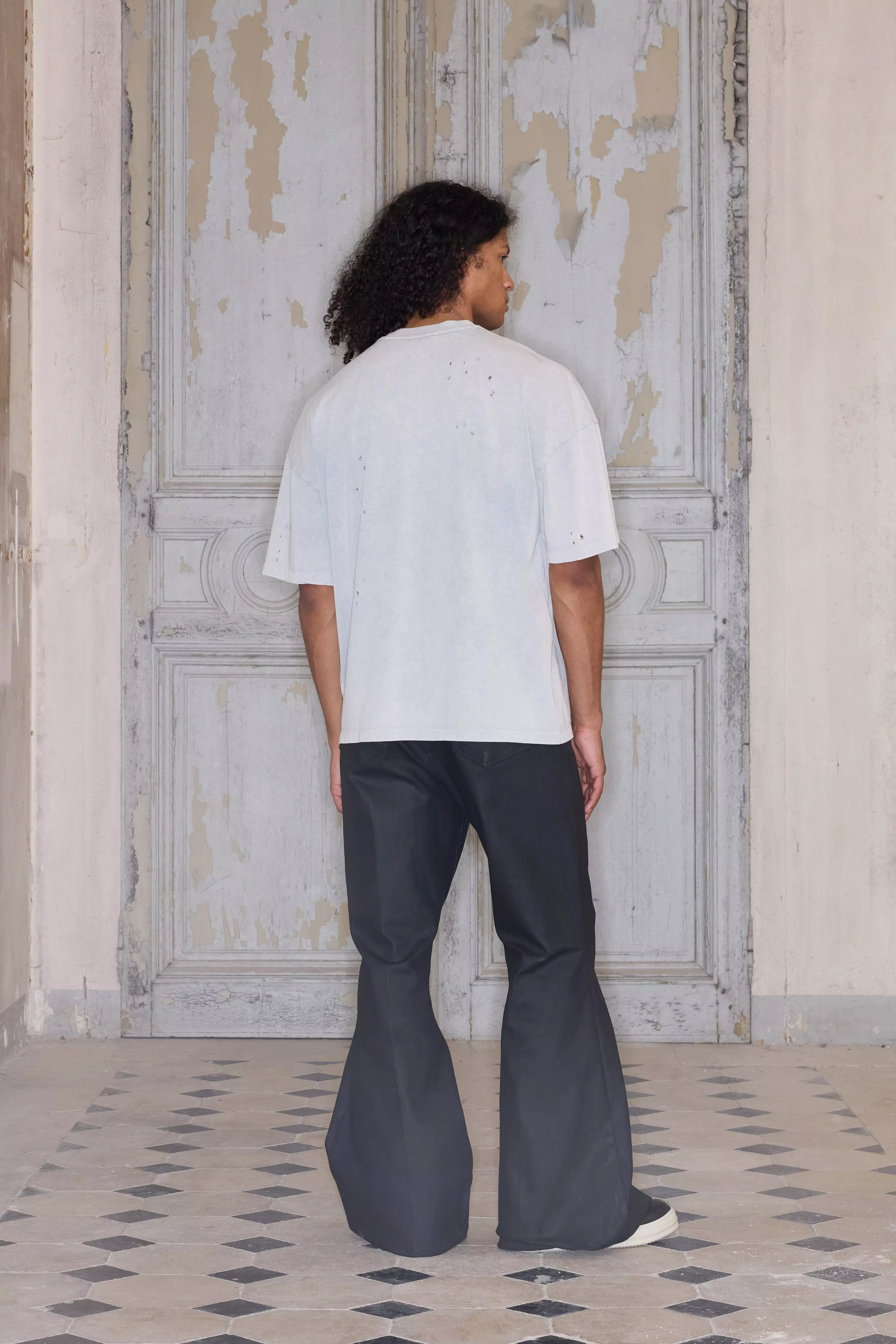 T-shirt oversize premium délavé à col V, Grey autre image