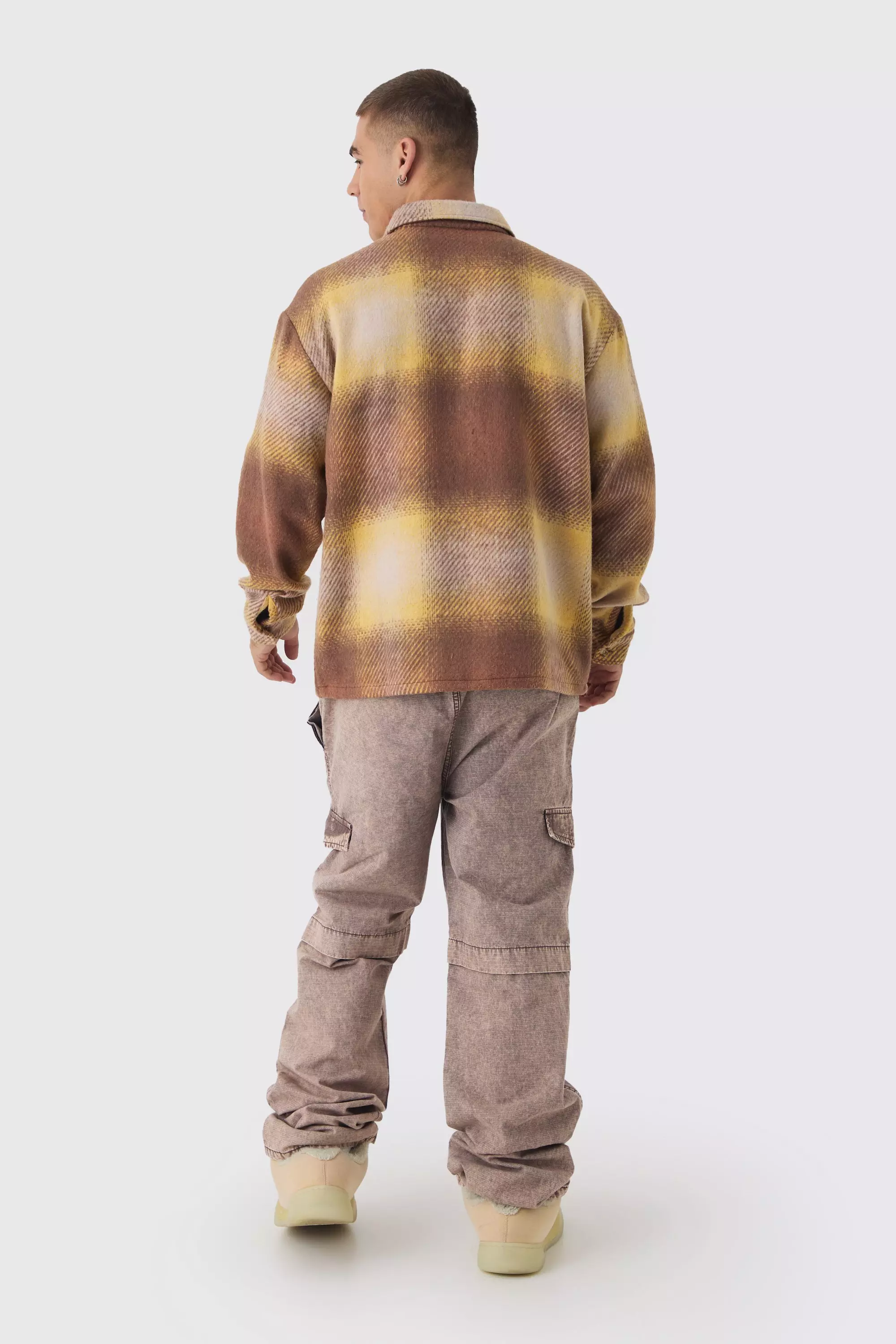 Brown Oversized Geruit Flanellen Overhemd alternatieve afbeelding