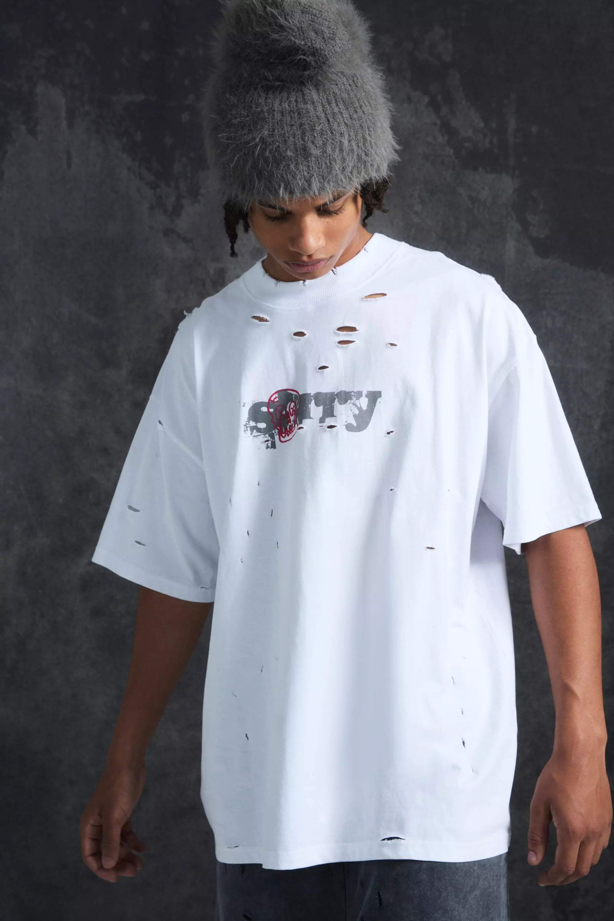 Trippie Redd Oversized Extended Neck Heavyweight Sorry T-shirt White