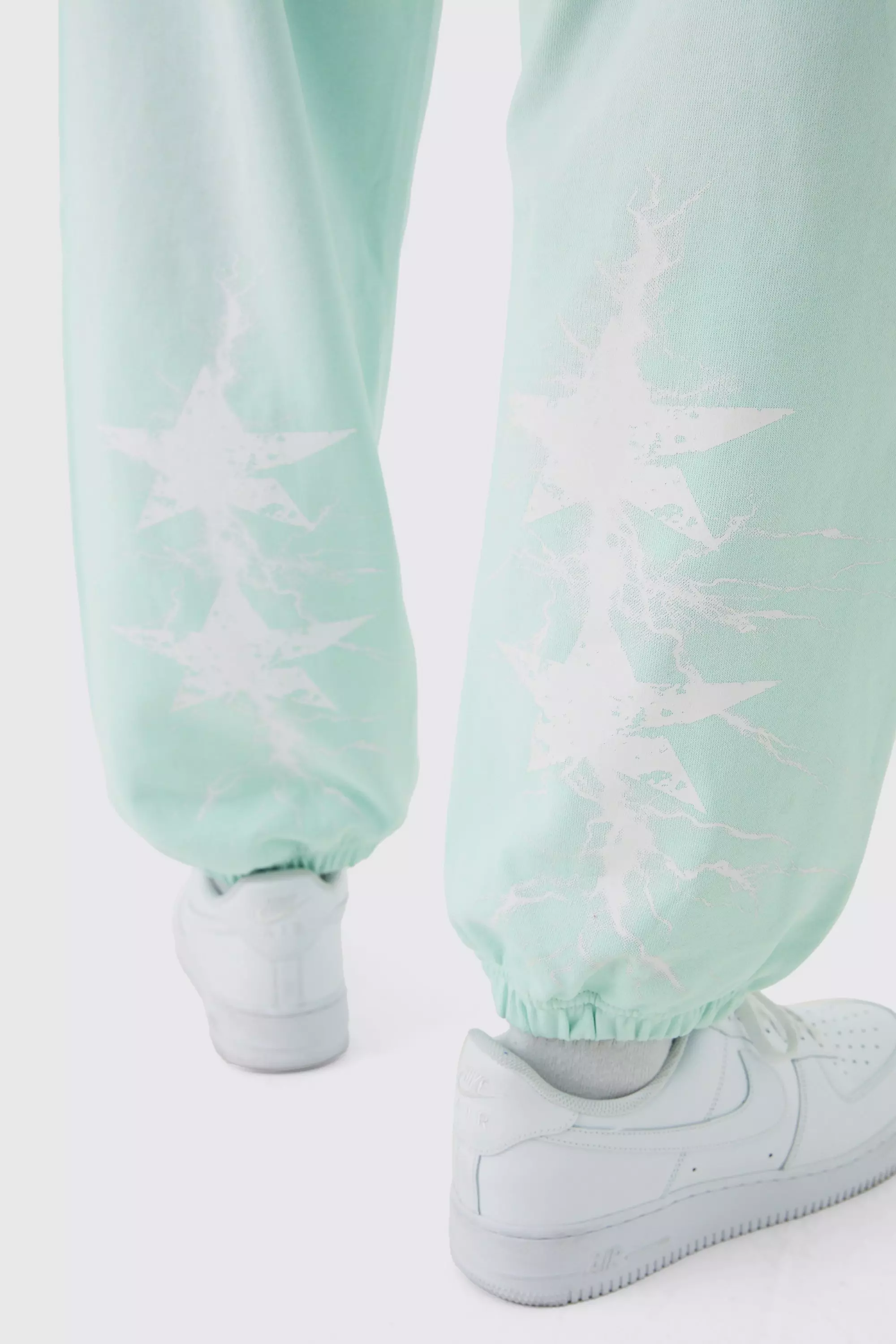Turquoise Oversized Worldwide Spray Wash Printed Joggers alternative image