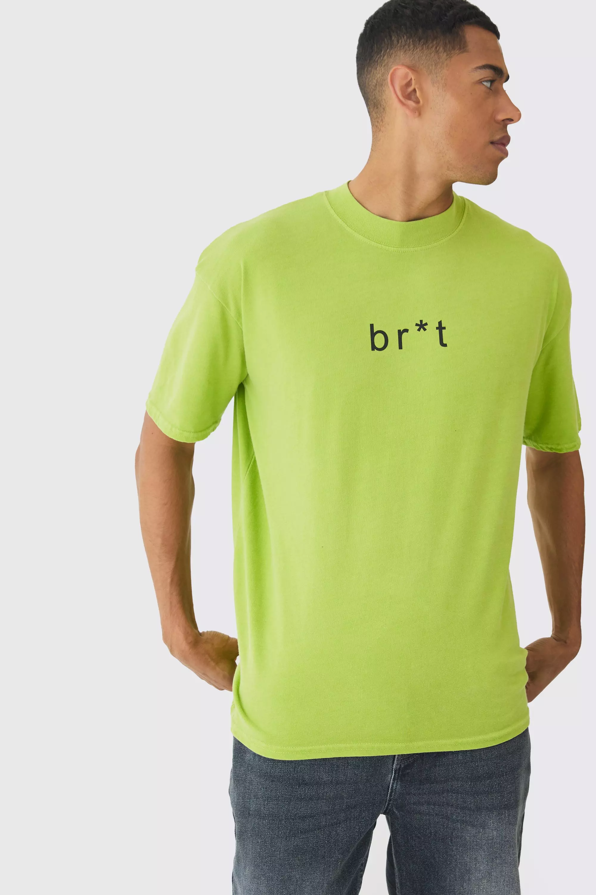 Green Oversized Extended Neck Brat T-Shirt