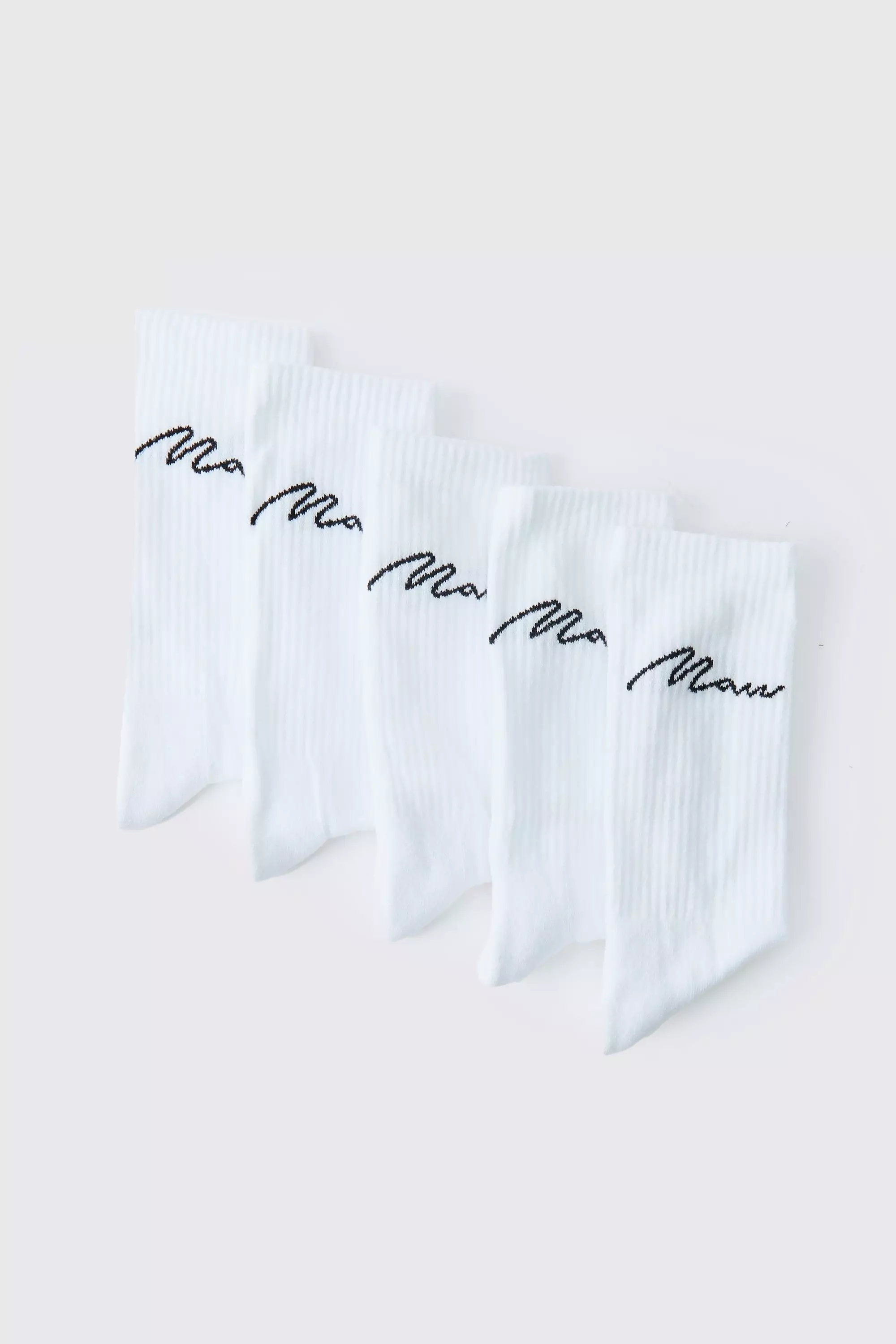 5 Pack MAN Script Logo Plain Sport Socks | boohooMAN USA