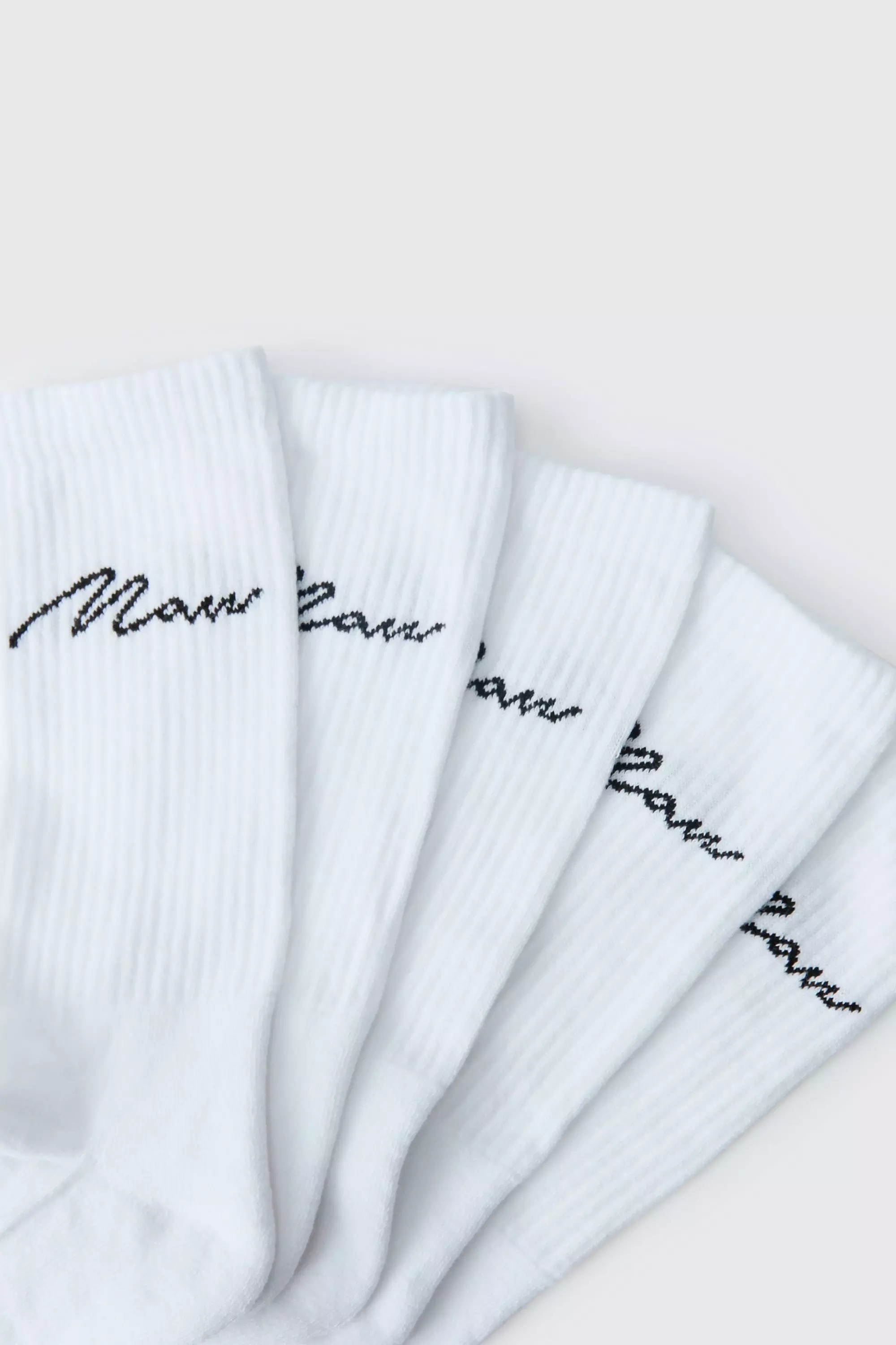 5 Pack MAN Script Logo Plain Sport Socks | boohooMAN USA