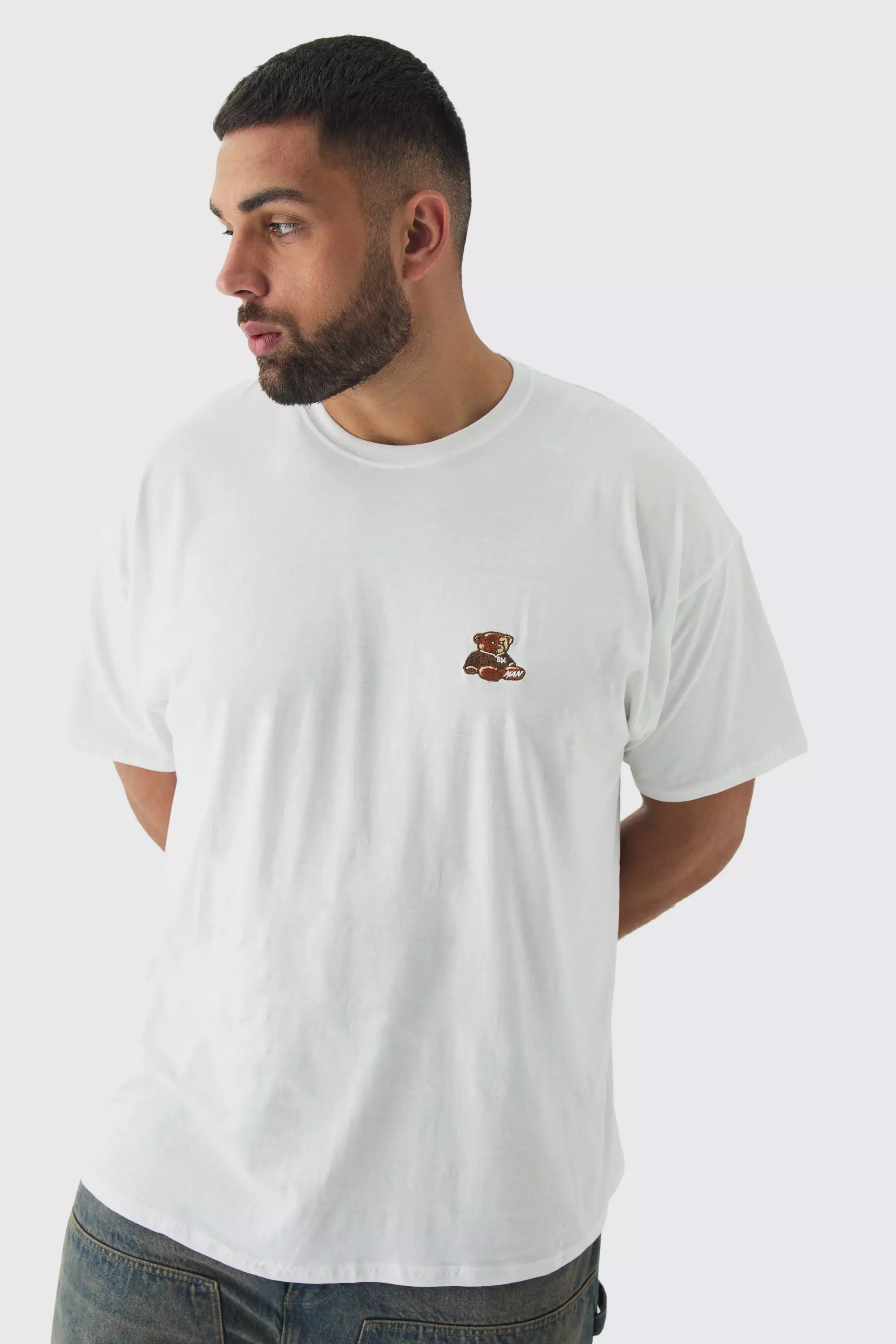 White Plus Embroidered Evil Teddy T-Shirt