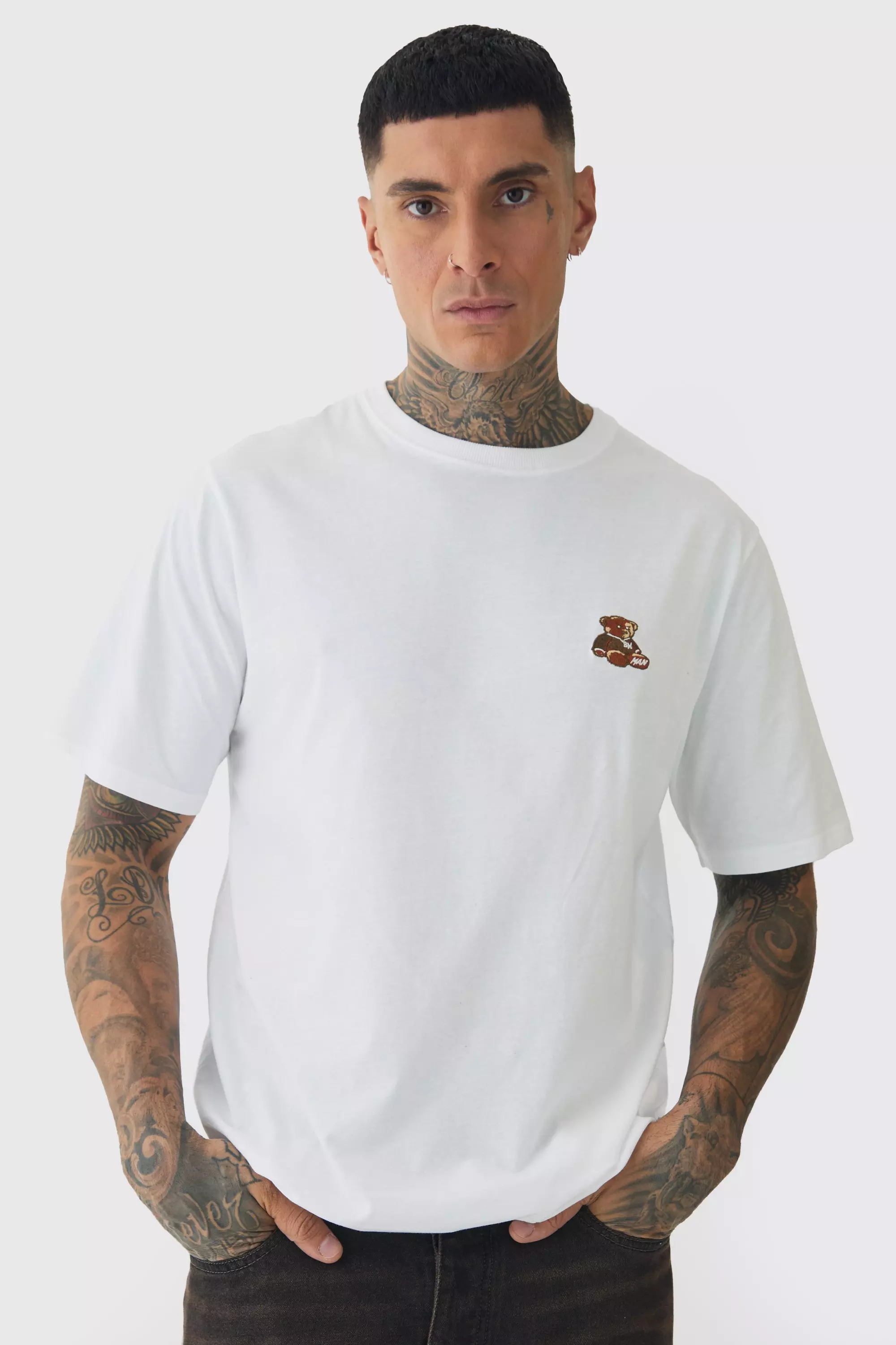 Tall Embroidered Evil Teddy T-Shirt White