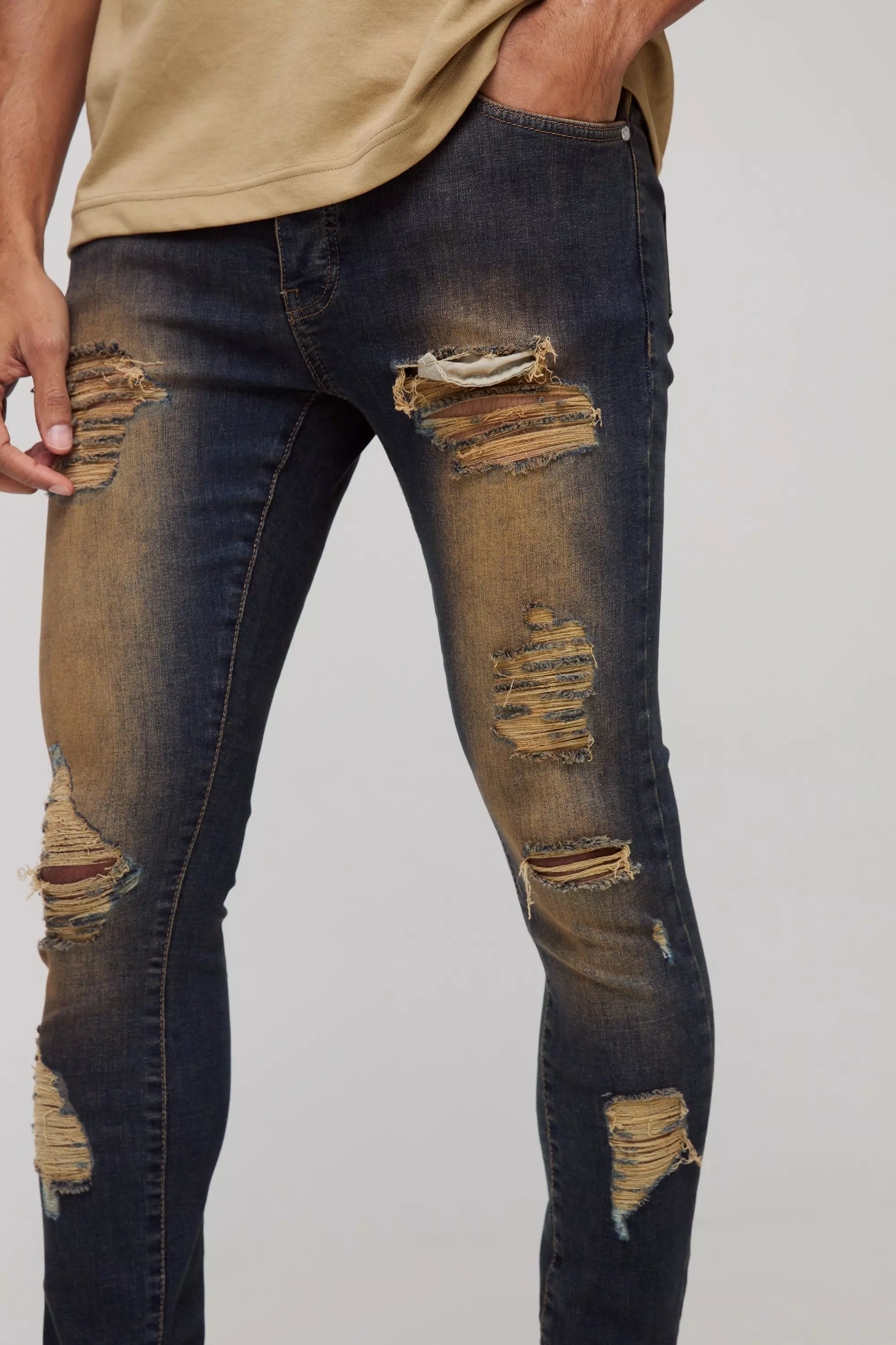 Mid blue Gescheurde Super Skinny Jeans alternatieve afbeelding