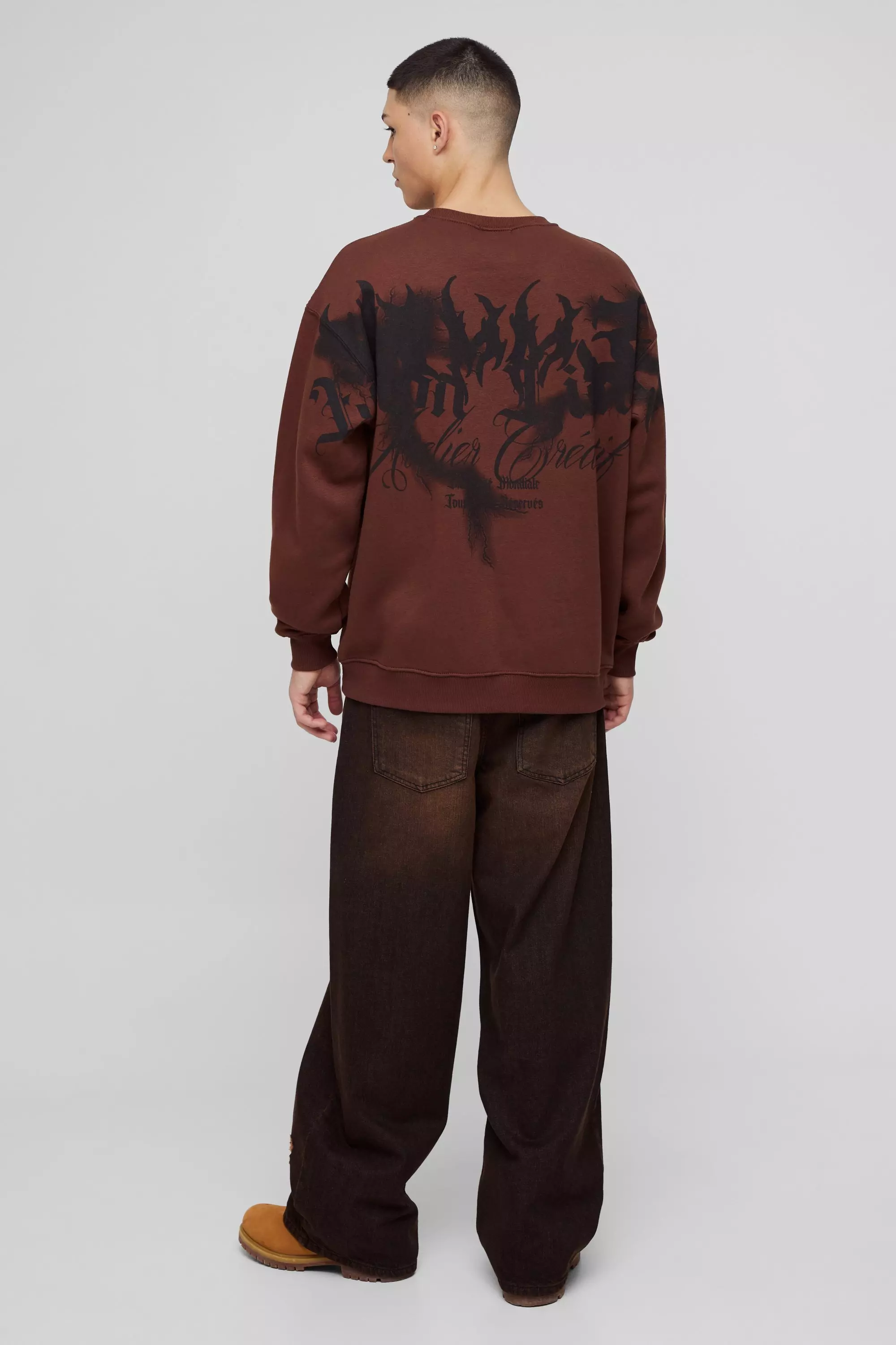 Baggy Rigid Ripped Brown Tinted Jeans alternative image