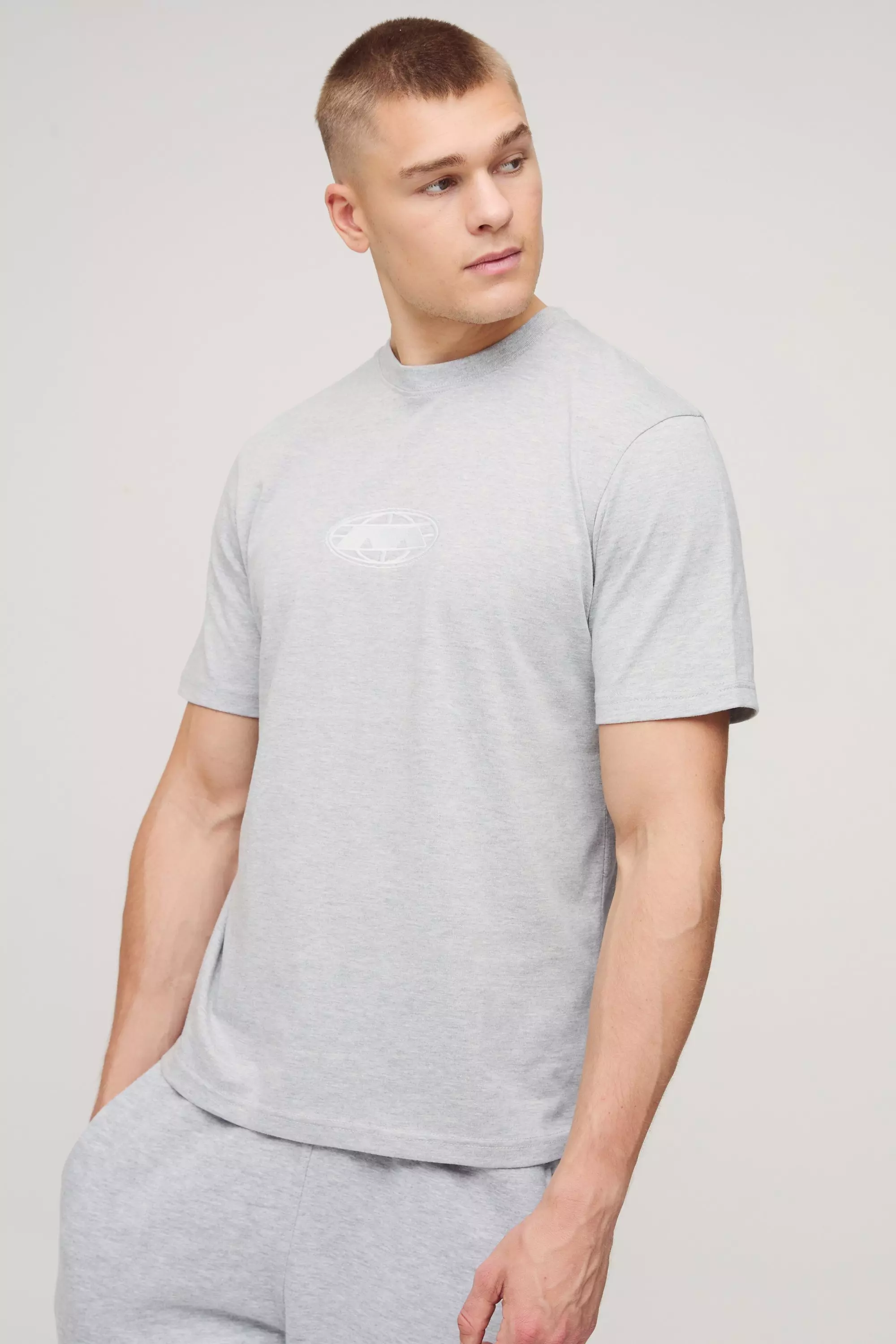 T-shirt à broderie en relief, Grey marl autre image