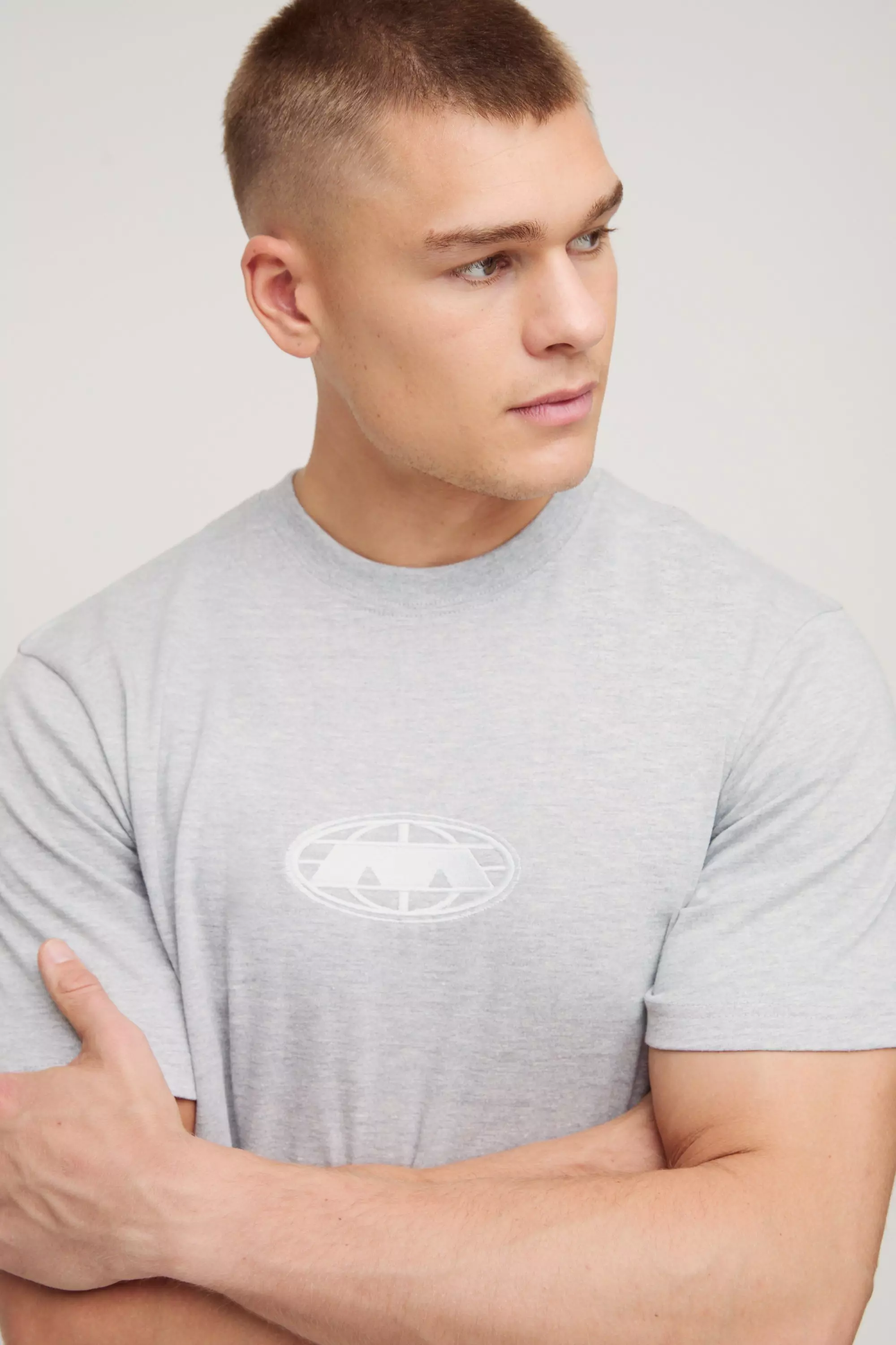T-shirt à broderie en relief, Grey marl autre image