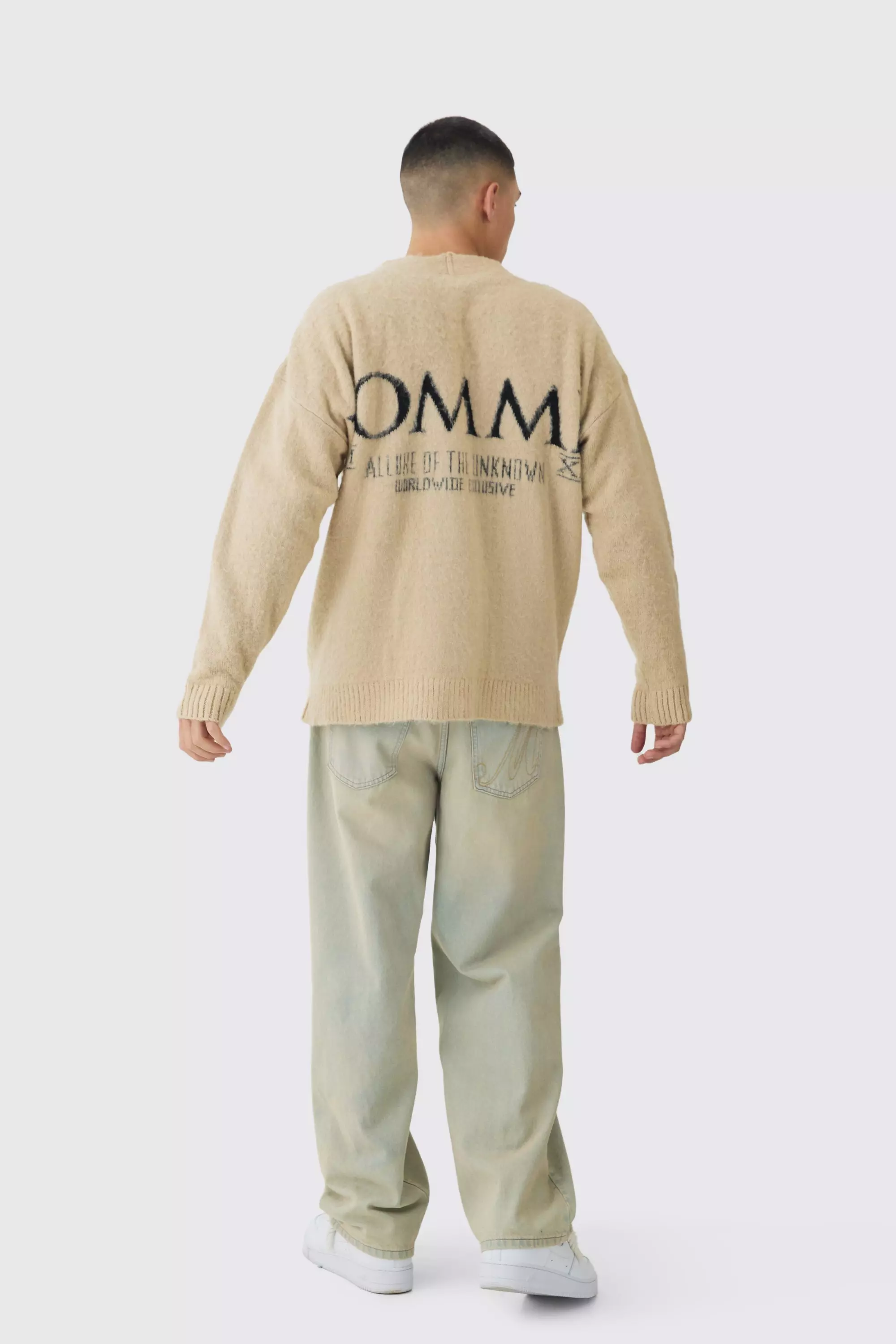 Ecru Homme Fluffy Knit Cardigan alternative image