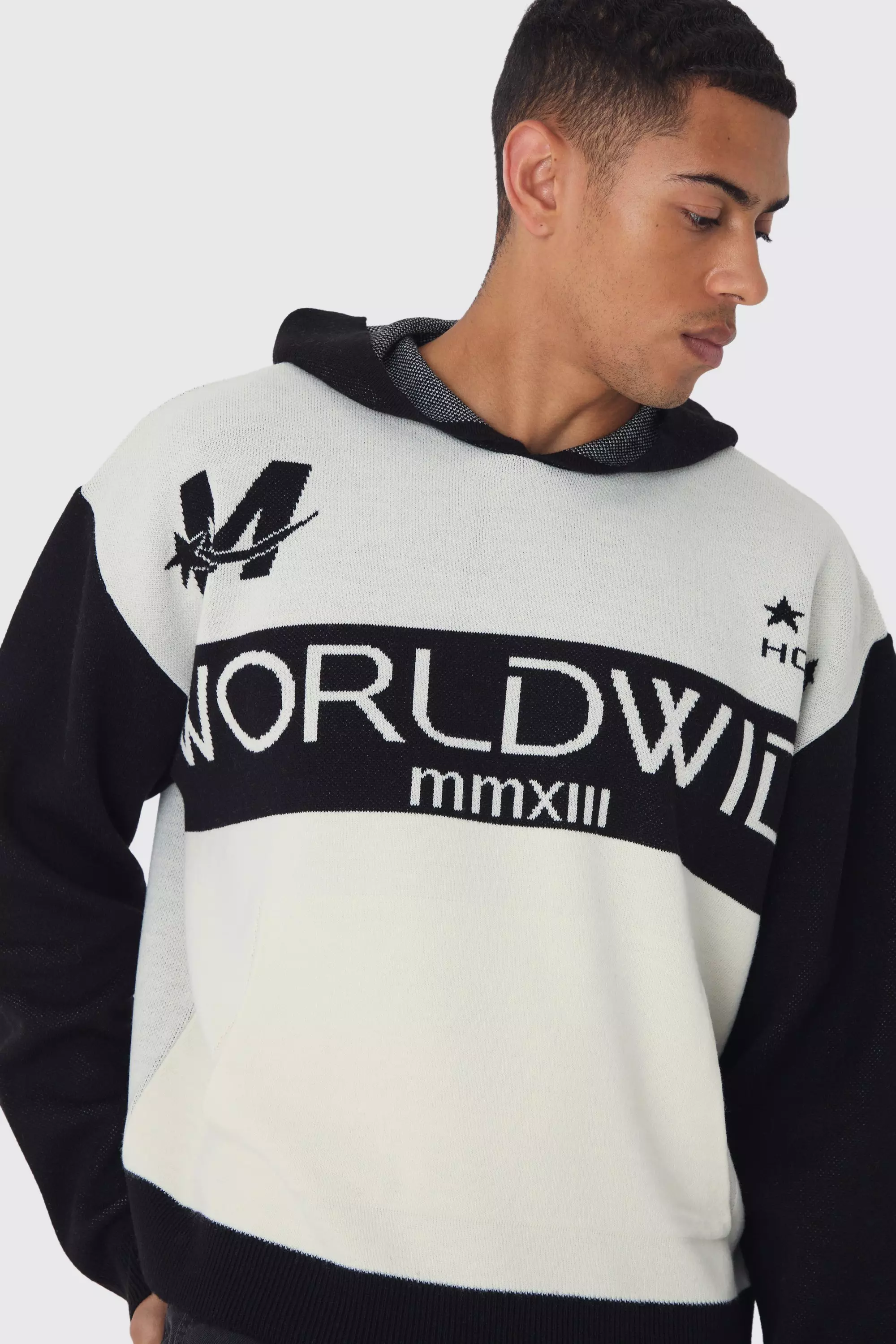 White Versleten Varsity Hoodie alternatieve afbeelding
