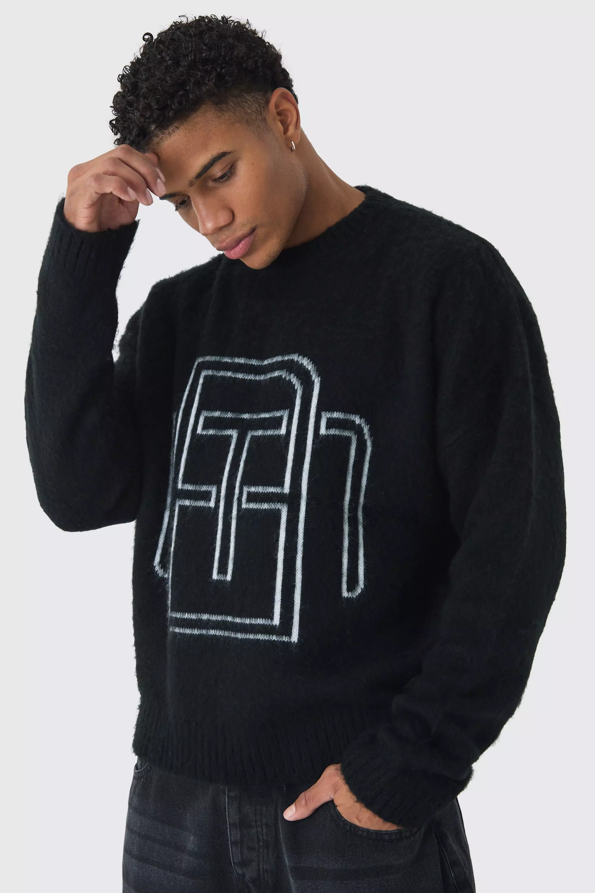 Fluffy Knit BM Sweater Black