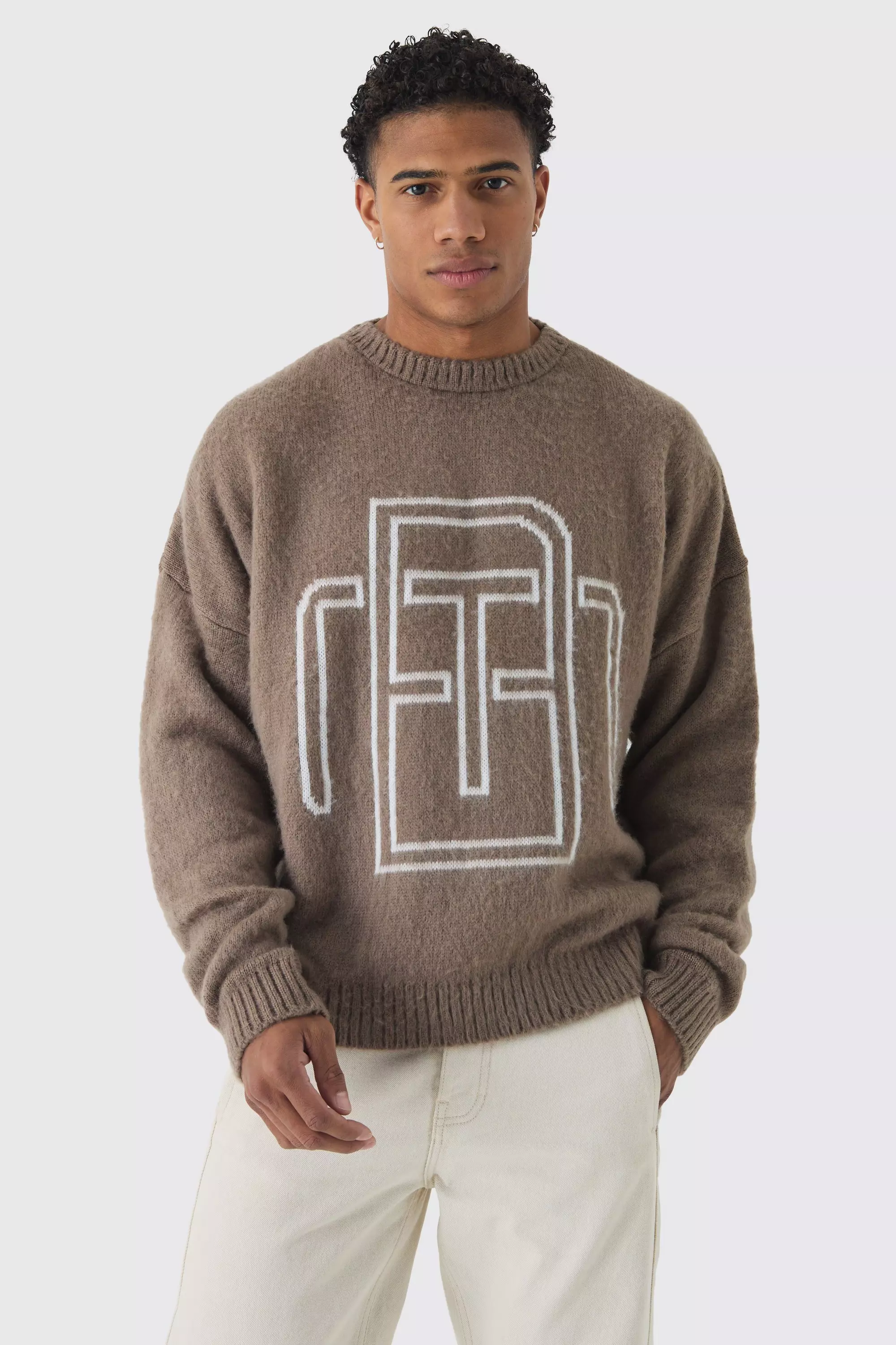 Fluffy Knit BM Jumper boohooMAN