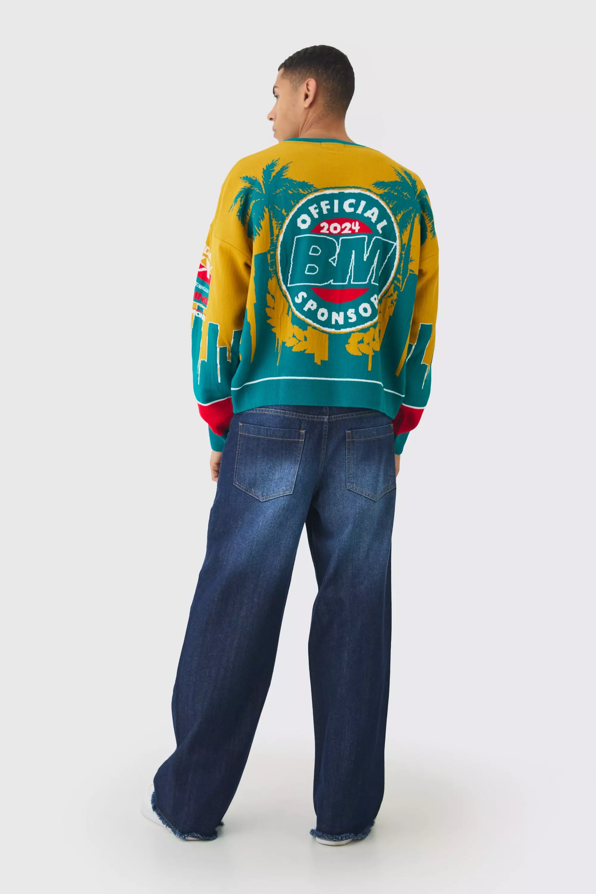 Teal Moto Graphic Knitted Sweatshirt alternative image