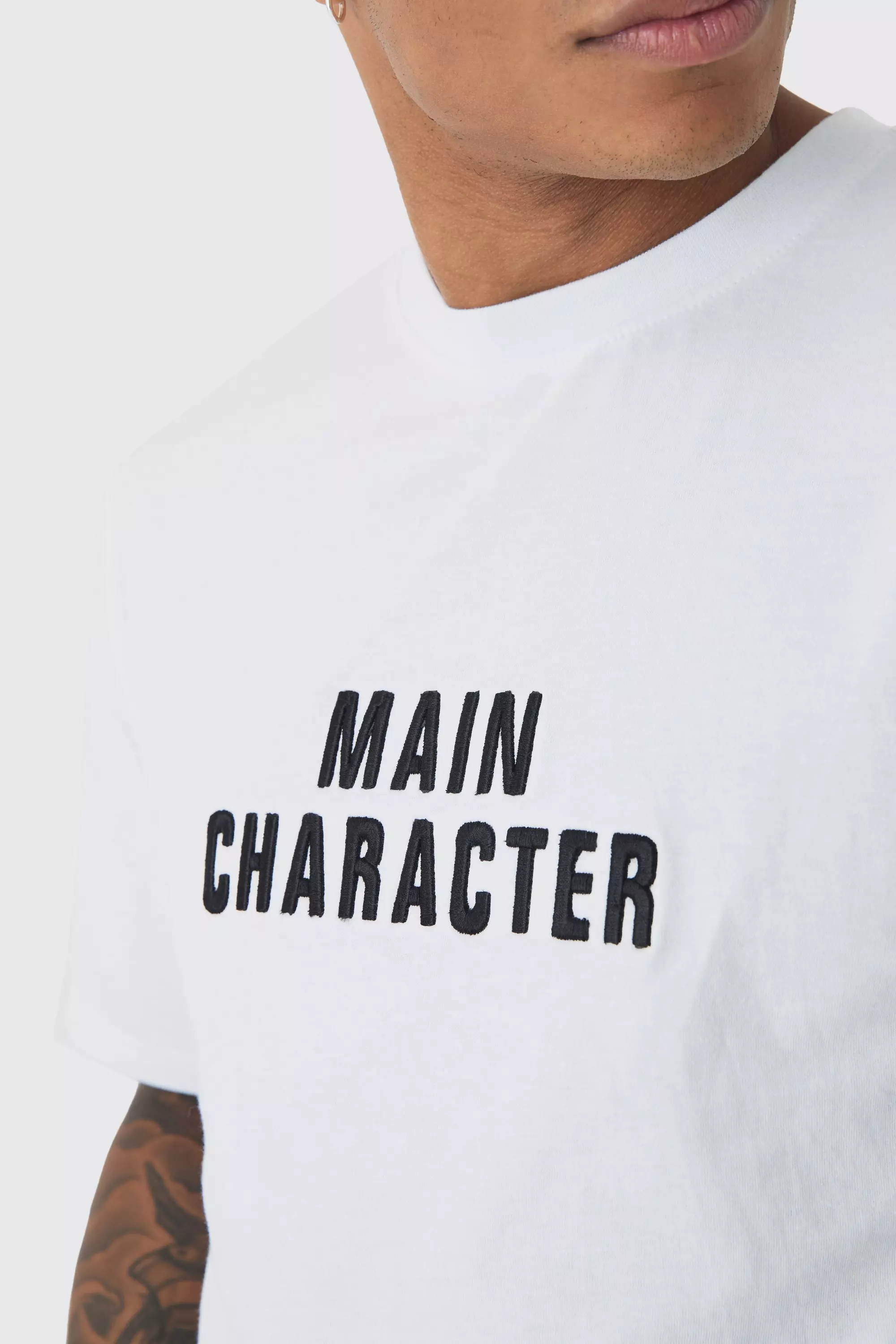 Kastiges T-Shirt mit 3D-Stickerei, White alternatives Bild