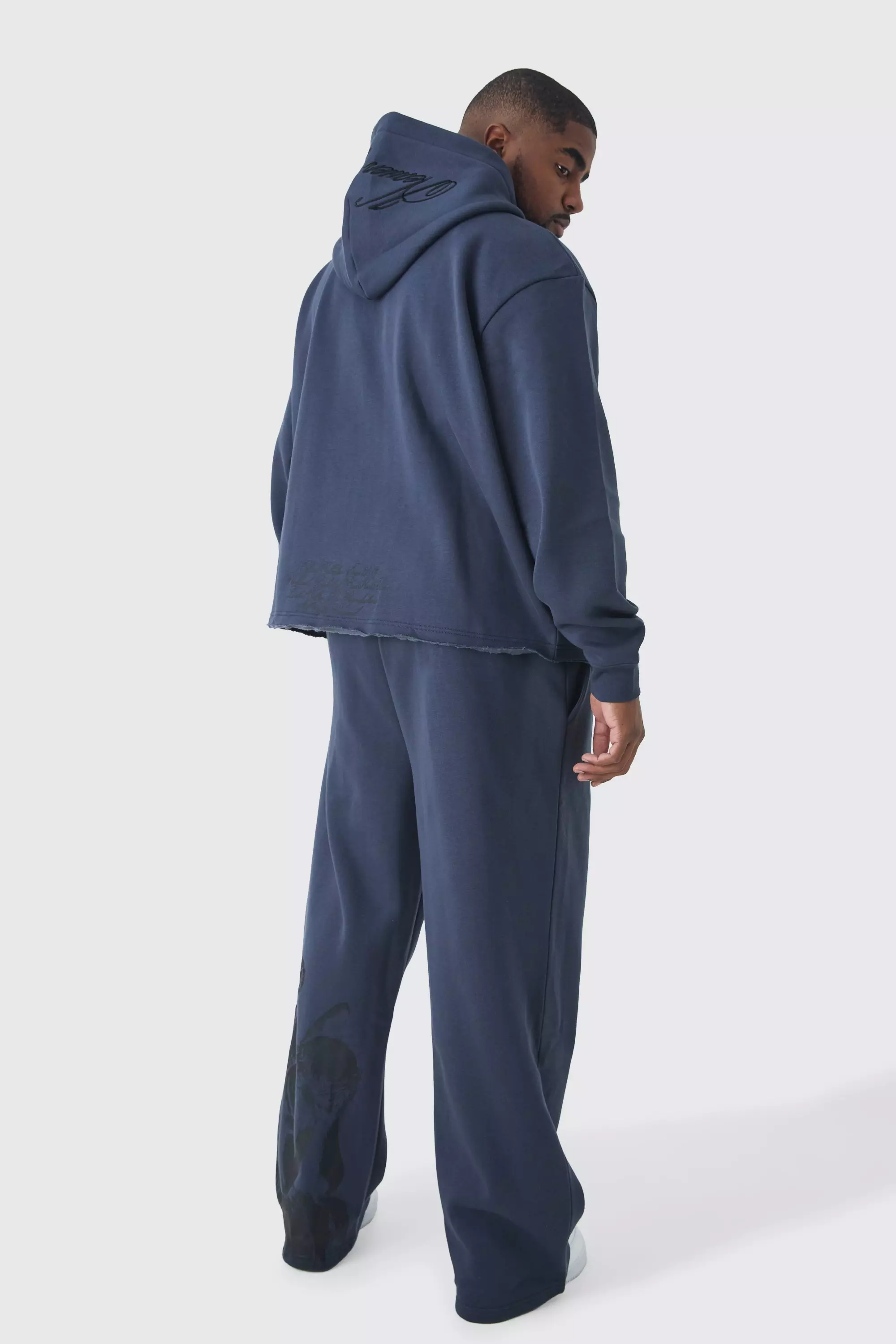 Blue Plus Oversized Boxy Zip Thru Cherub Print Hoodie alternative image