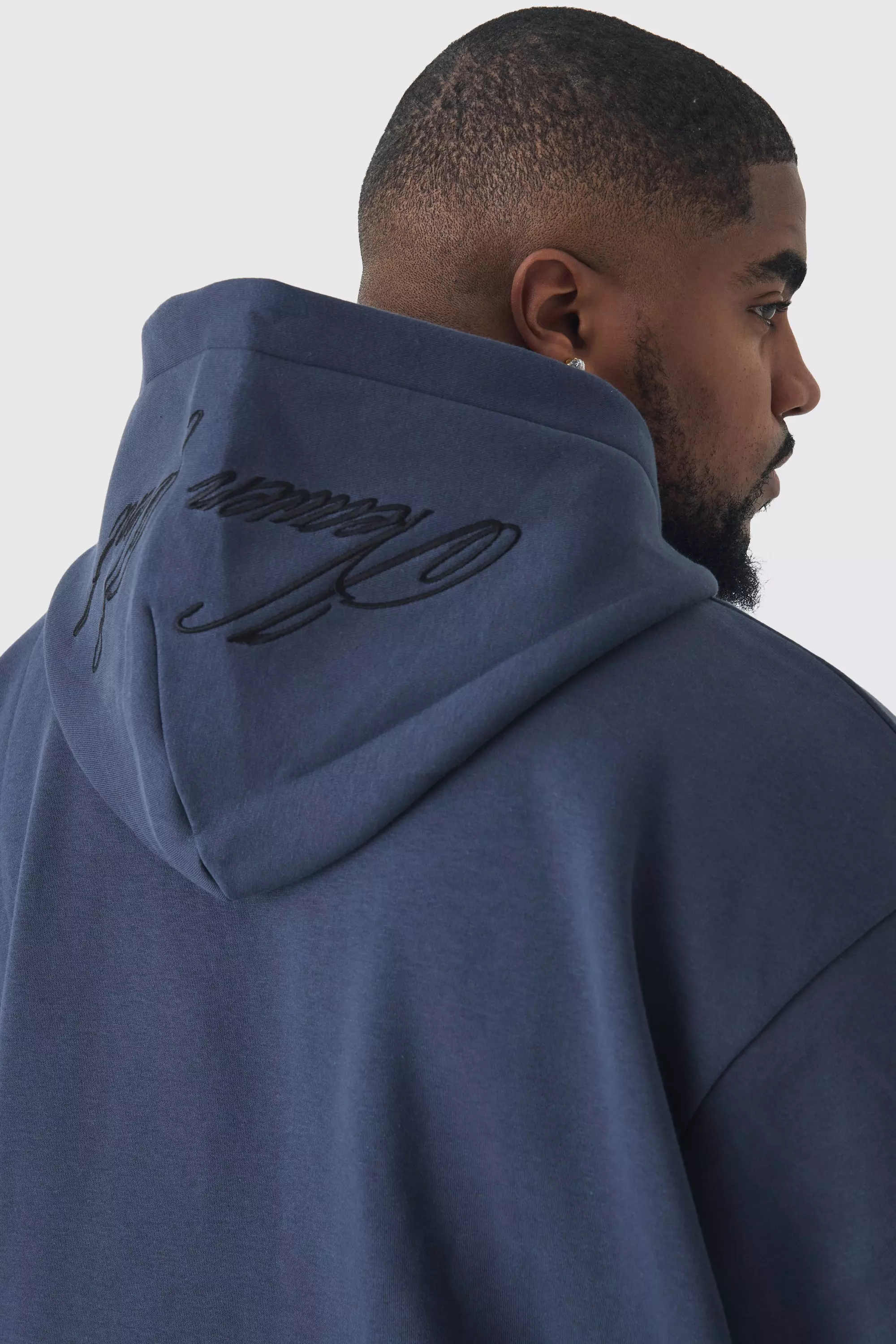 Blue Plus Oversized Boxy Zip Thru Cherub Print Hoodie alternative image