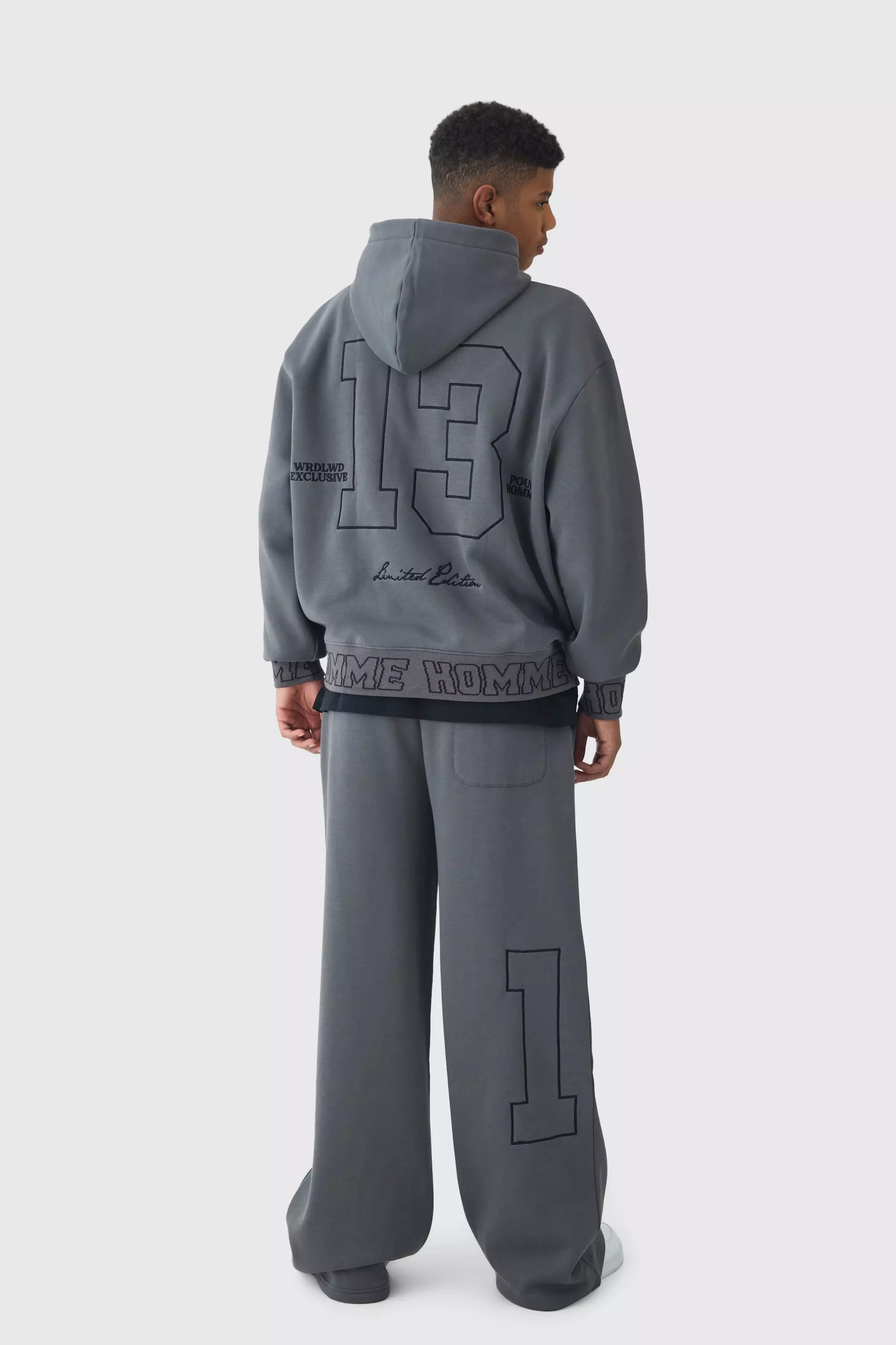 Tall kastiger Oversize Homme-Hoodie, Charcoal alternatives Bild