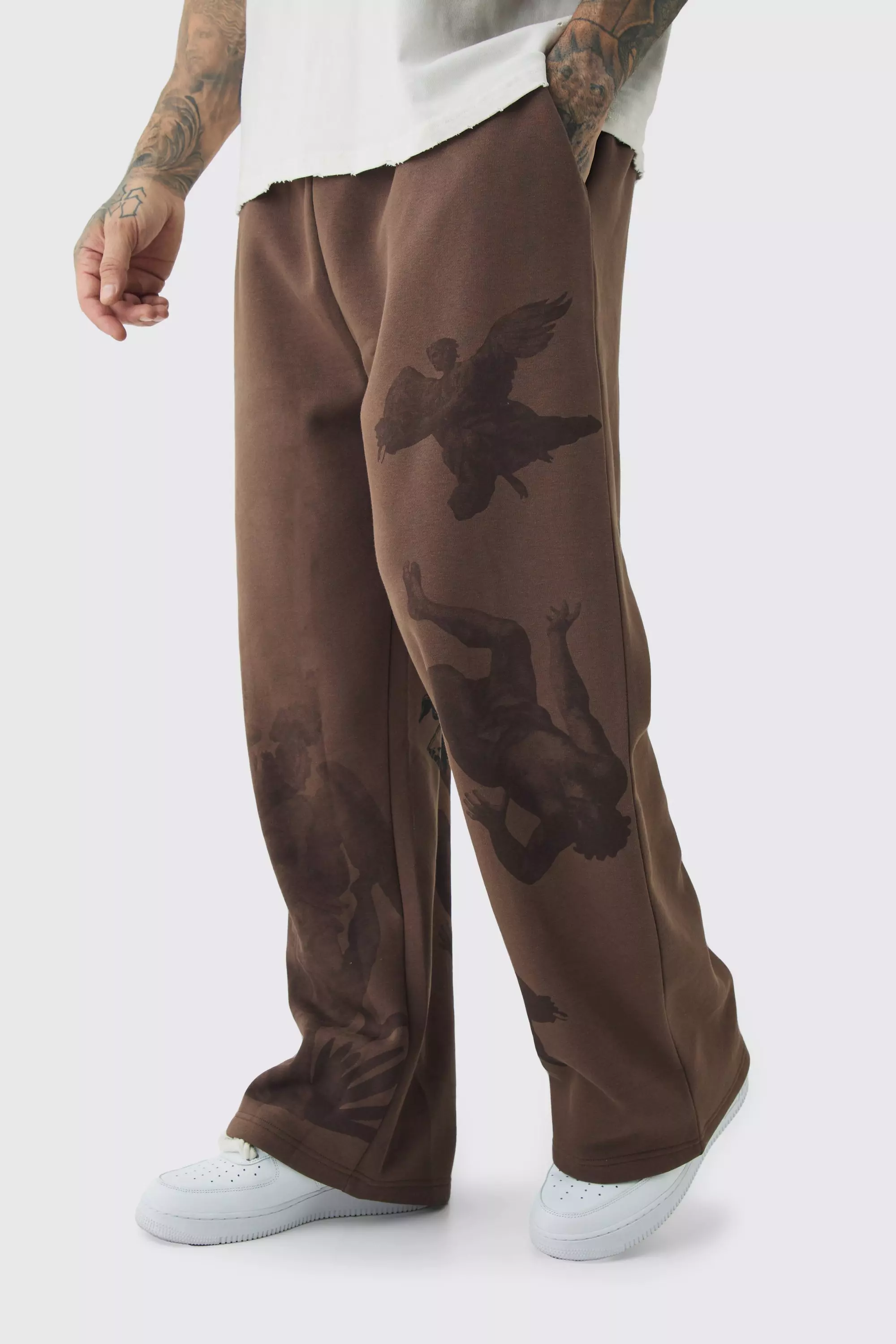 Brown Tall Relaxed Renaissance Print Joggers alternative image