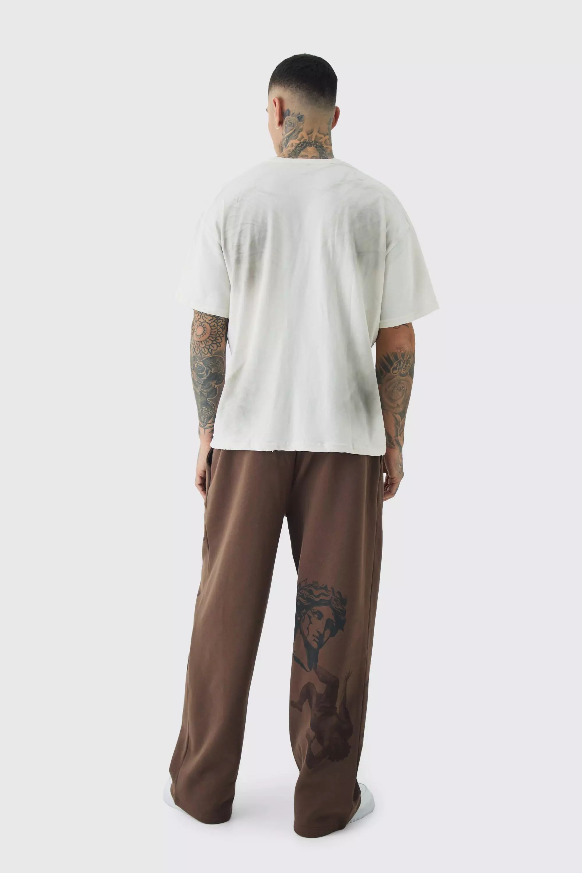 Brown Tall Relaxed Renaissance Print Joggers alternative image