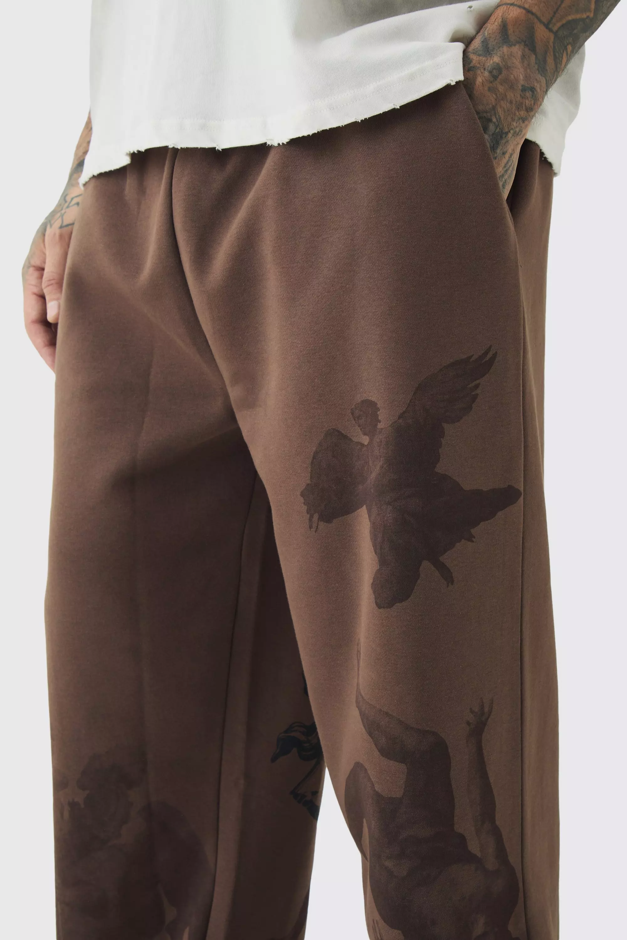 Brown Tall Relaxed Renaissance Print Joggers alternative image