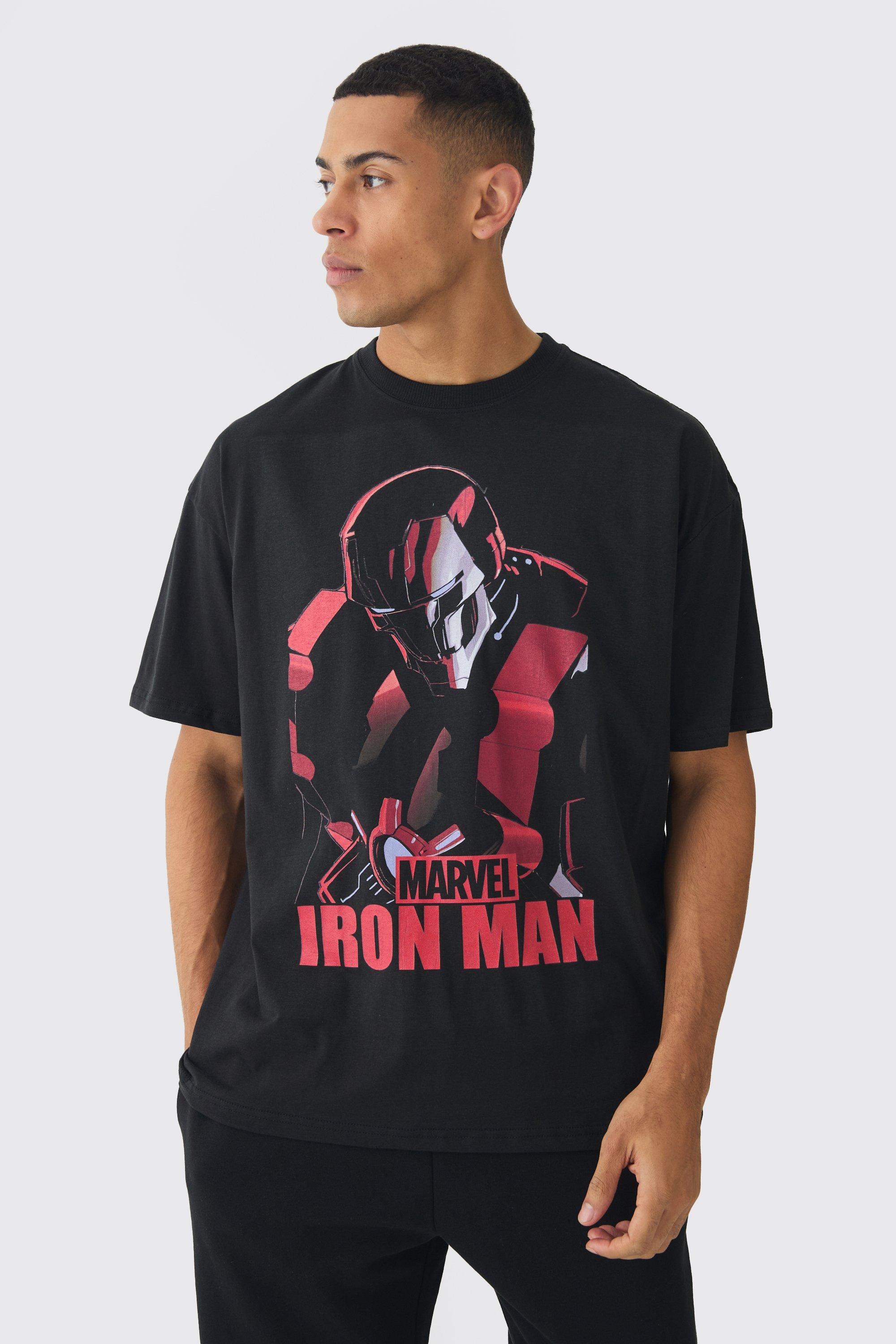 Oversize T Shirt mit lizenziertem Marvel Iron Man Print boohooMAN DE