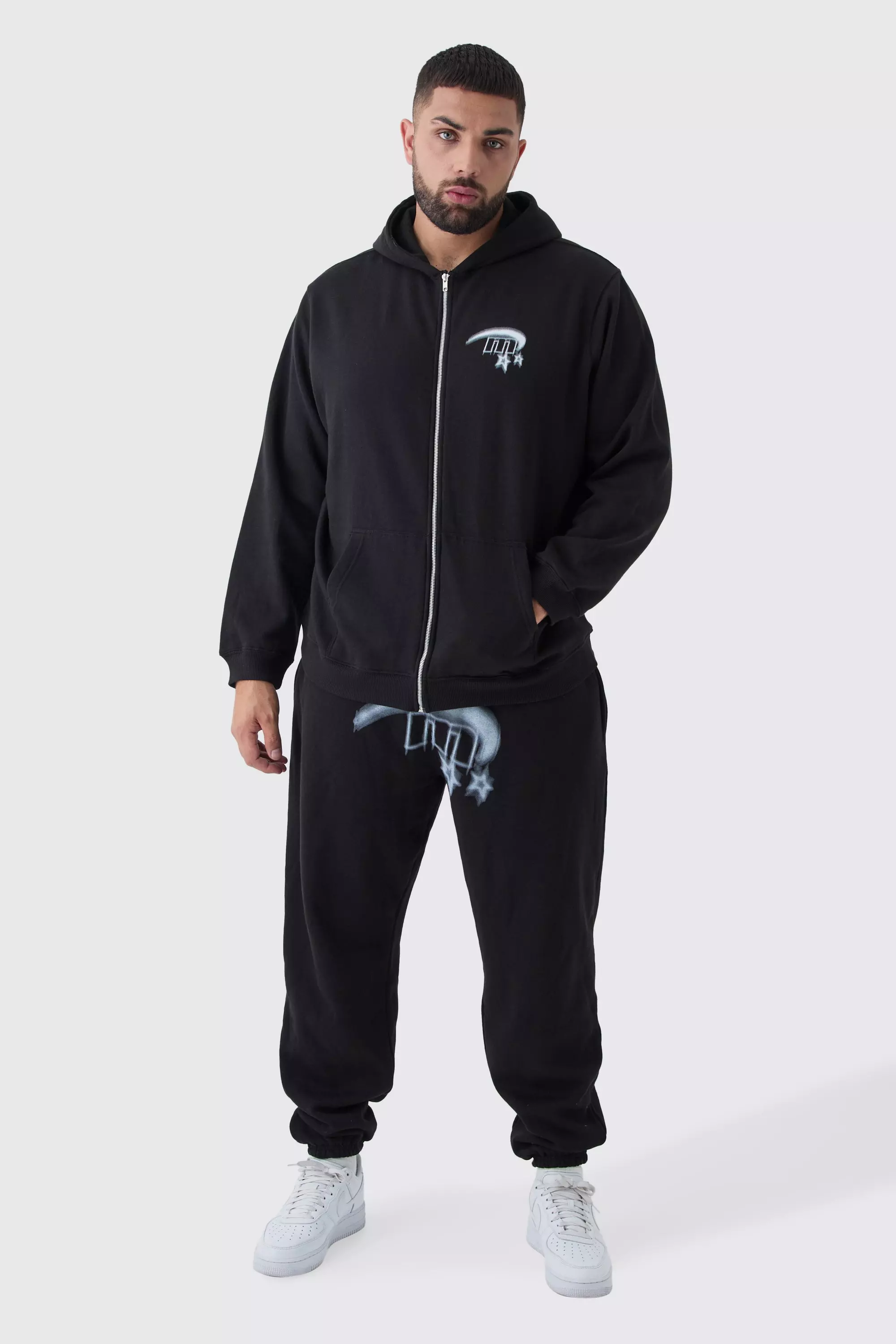Grande taille Survetement oversize zippe a imprime etoile boohooMAN FR
