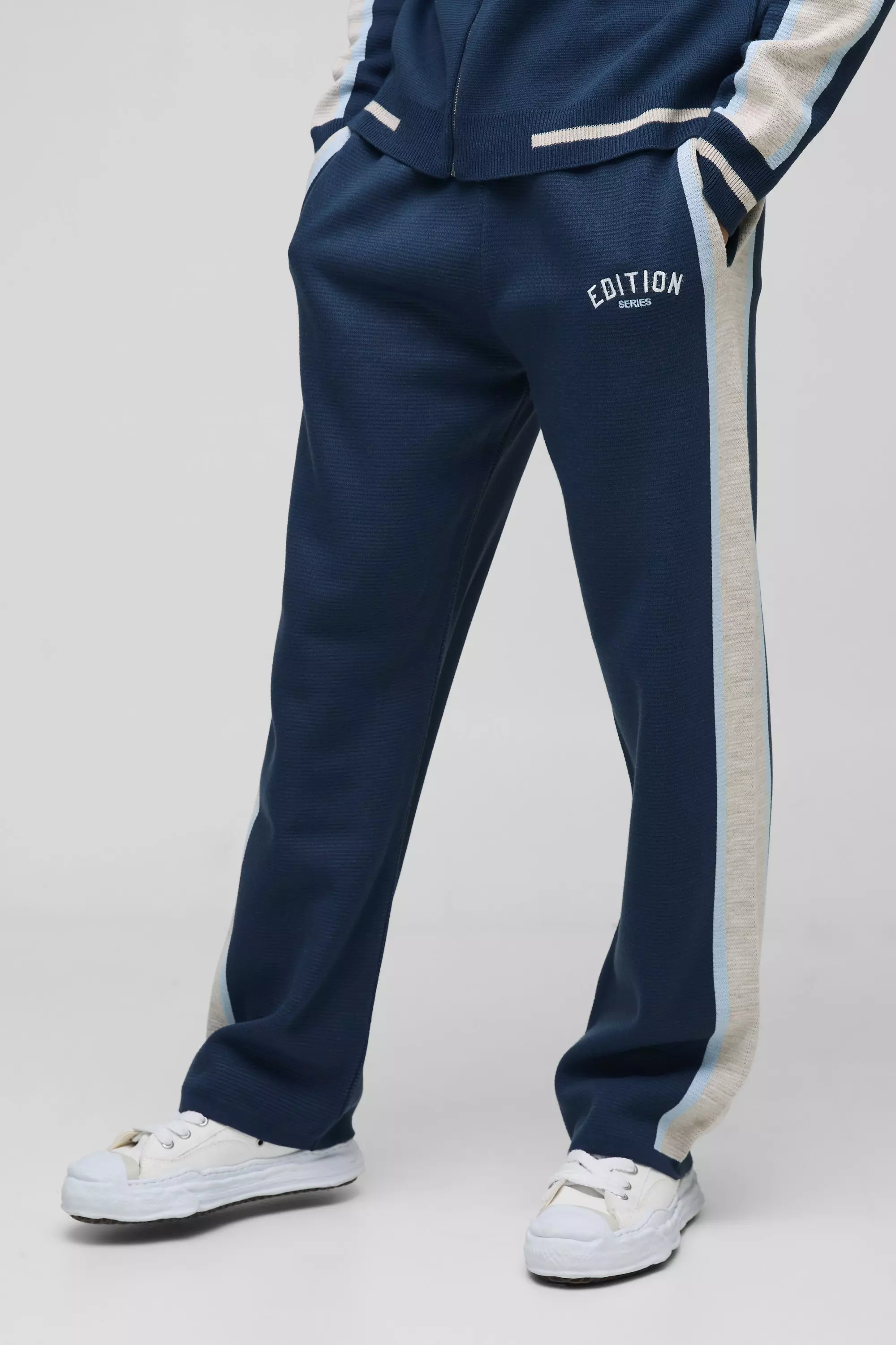 Blue Edition Contrast Stripe Knitted Wide Leg Jogger alternative image