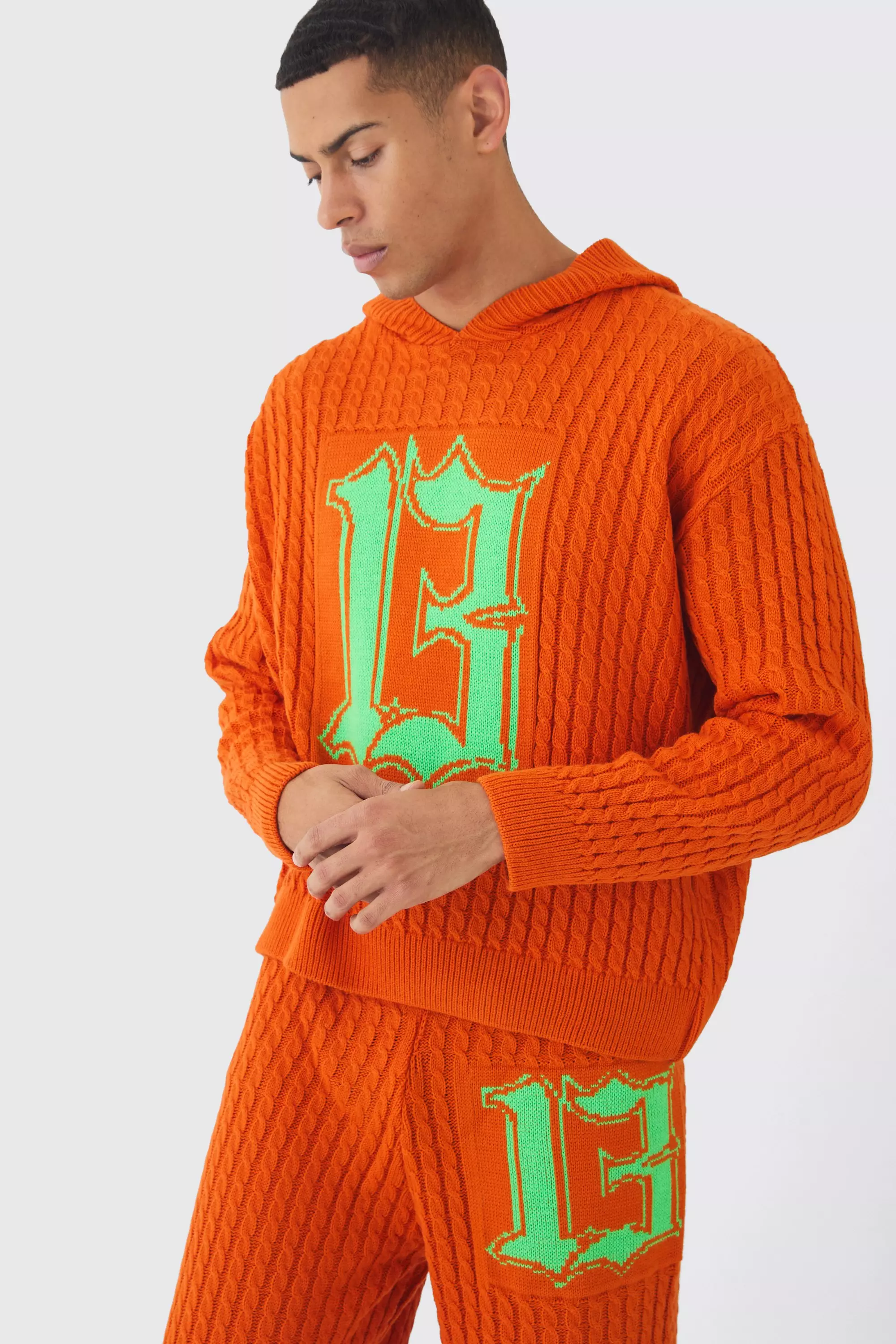 Boohooman orange hoodie hotsell