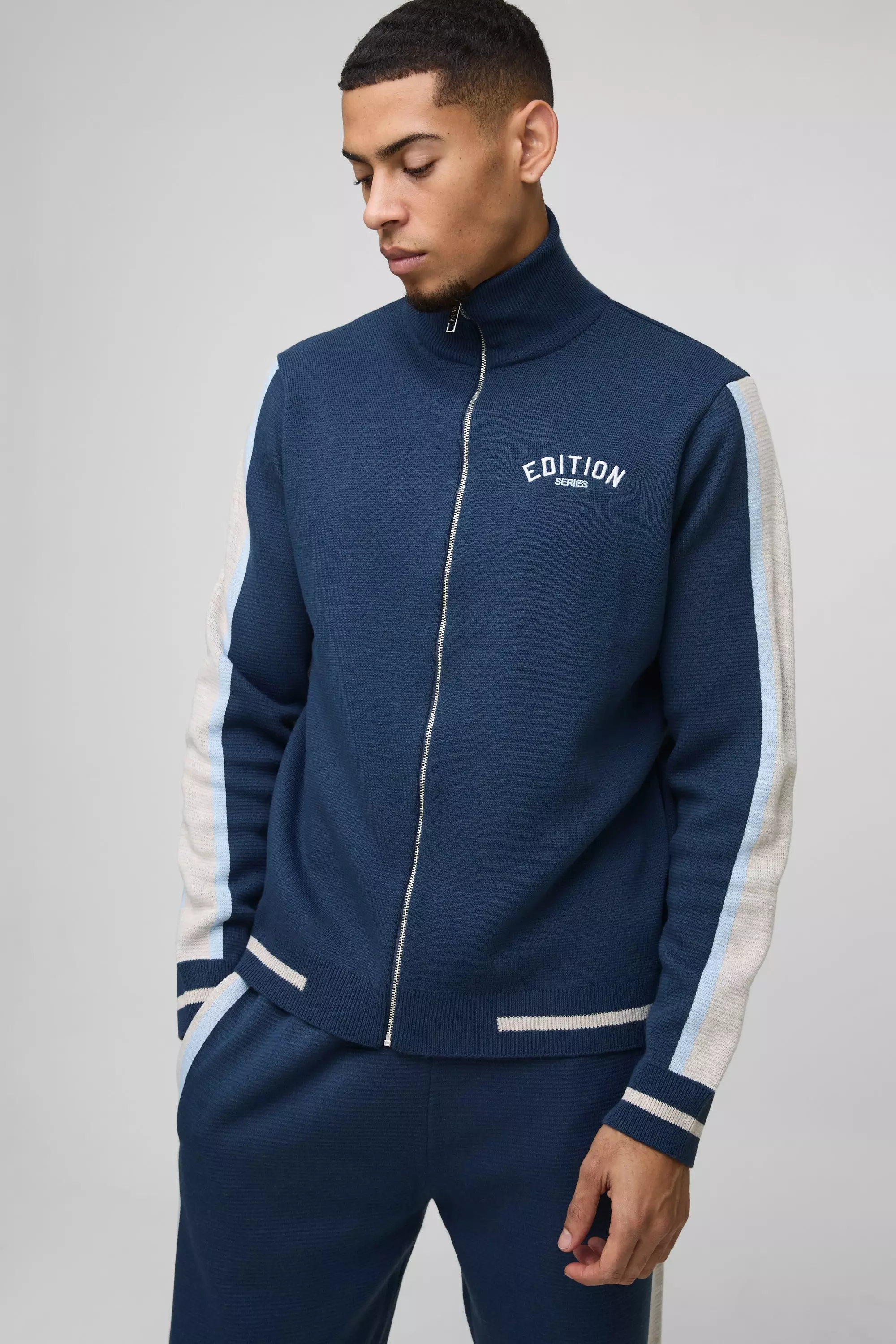 Veste zippée en maille contrastante, Blue autre image