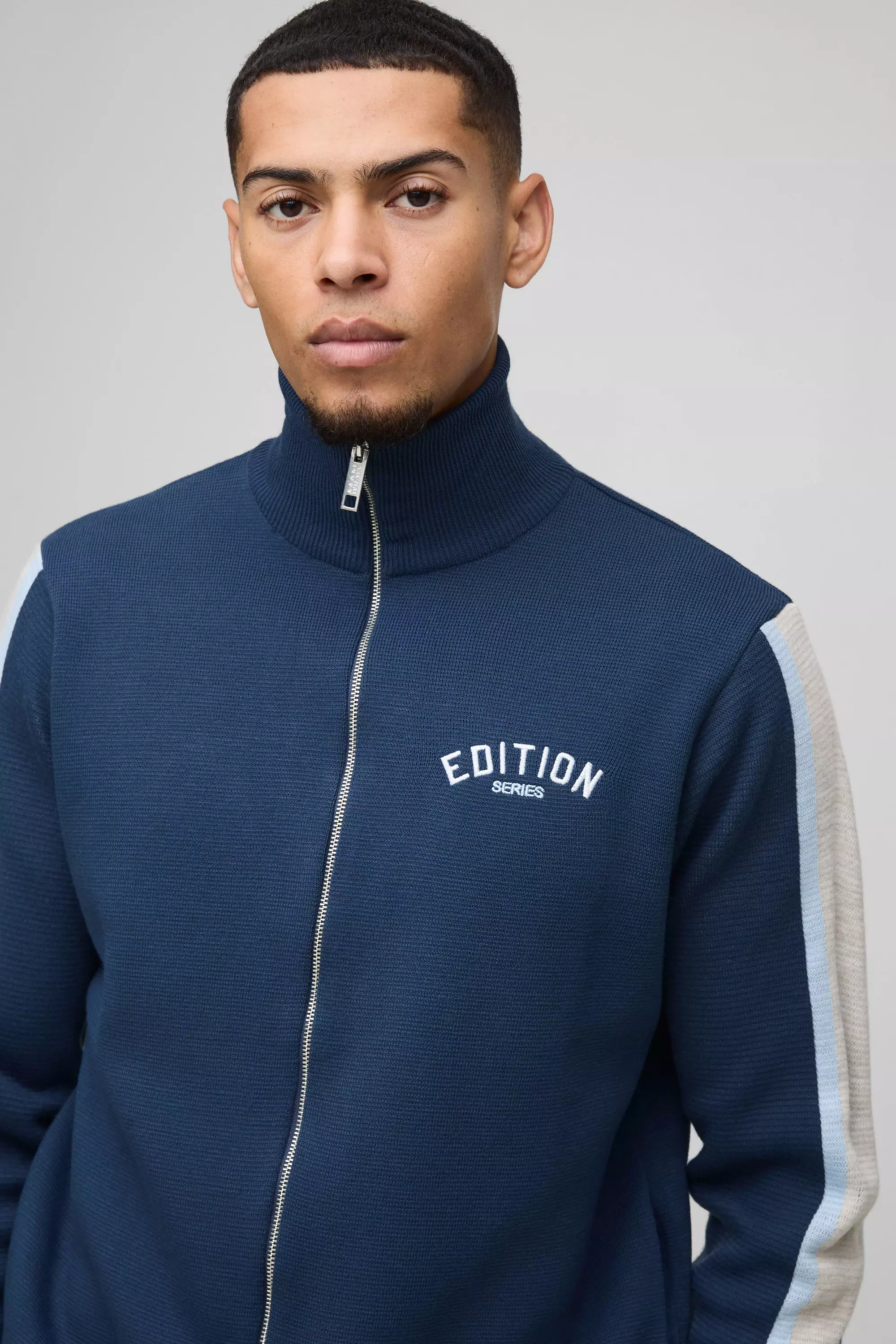 Veste zippée en maille contrastante, Blue autre image