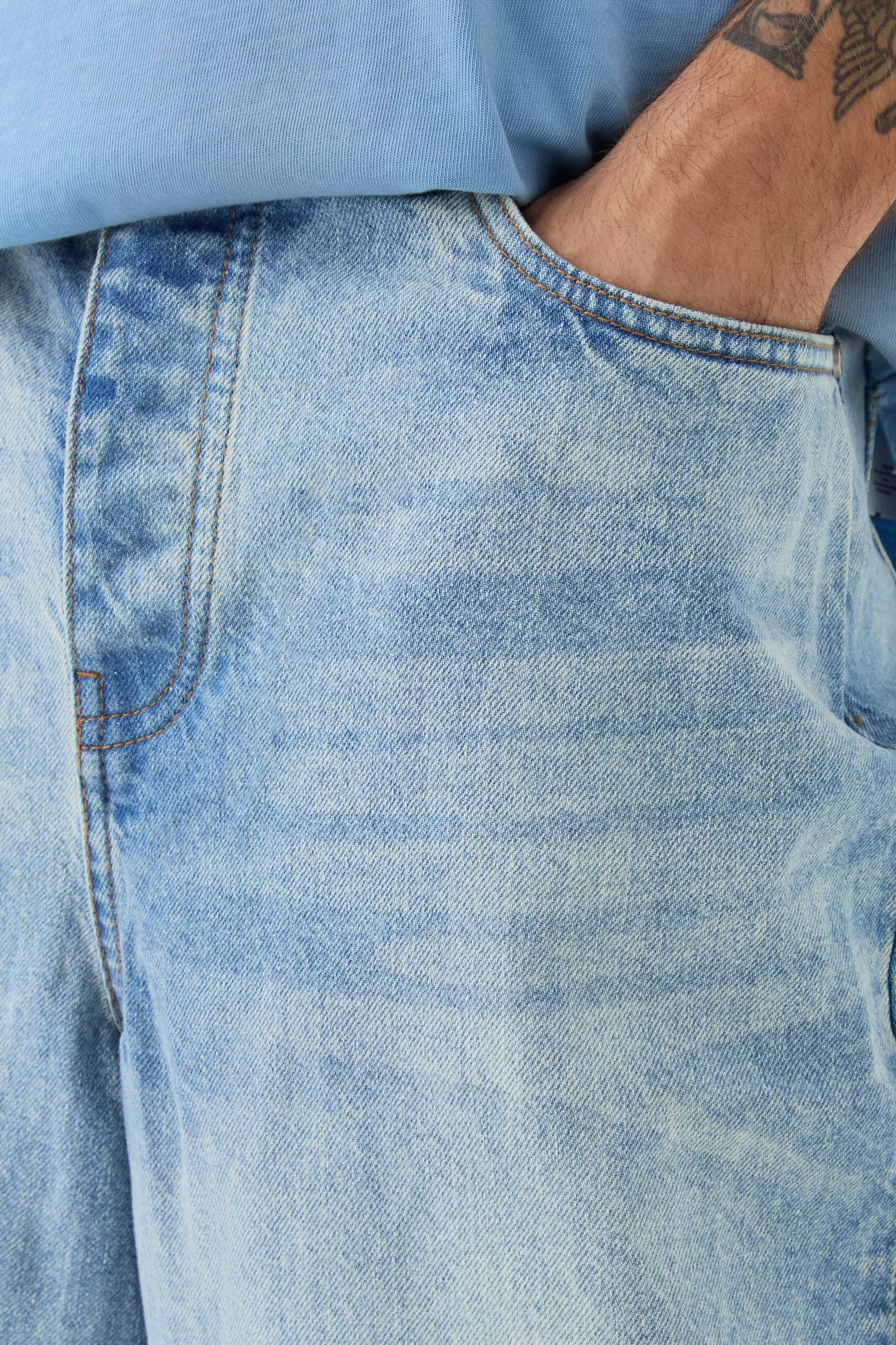 Jean parachute rigide en bleu antique, Antique blue autre image