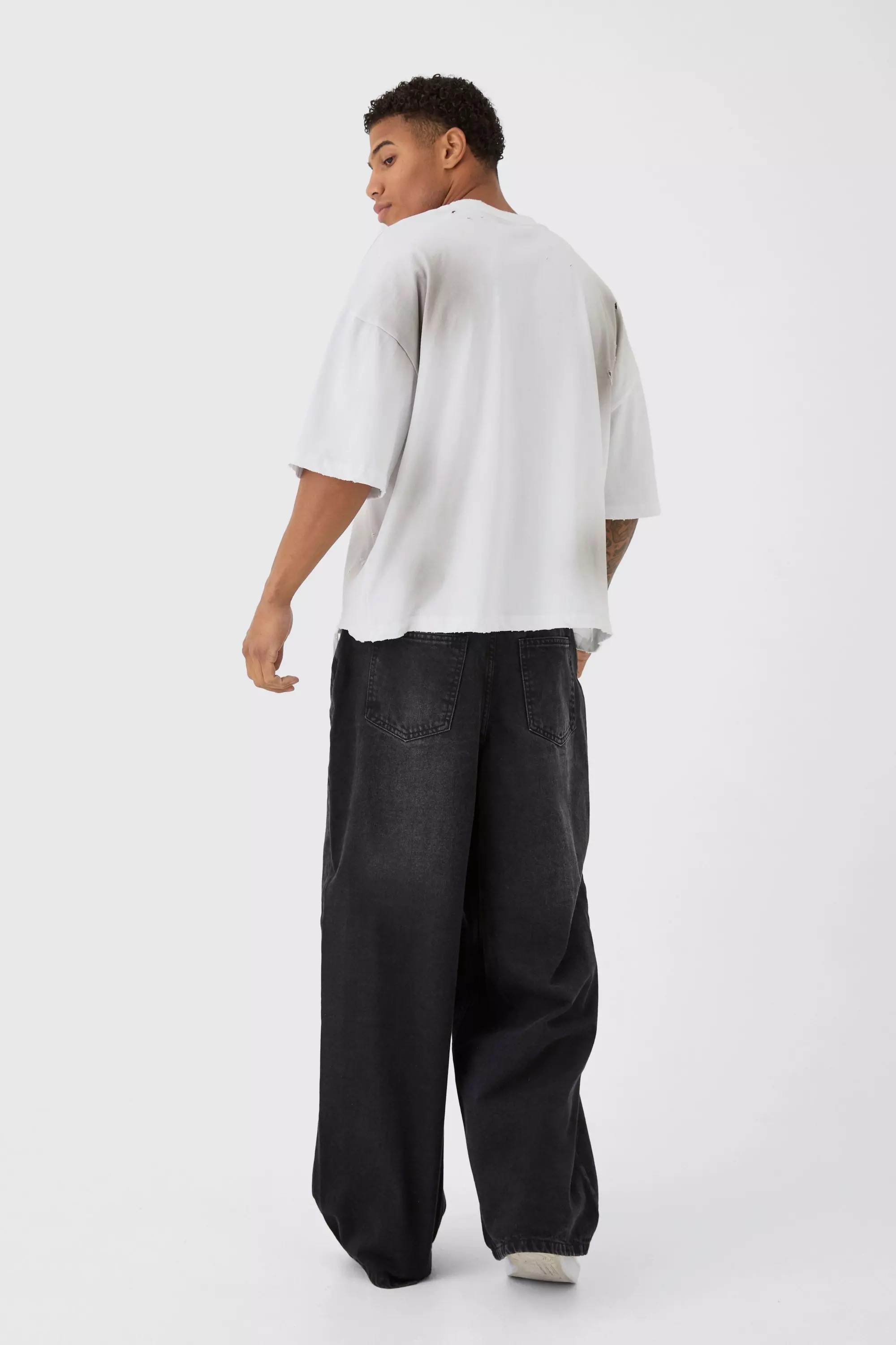 Parachute Rigid Jean in Washed Black | boohooMAN