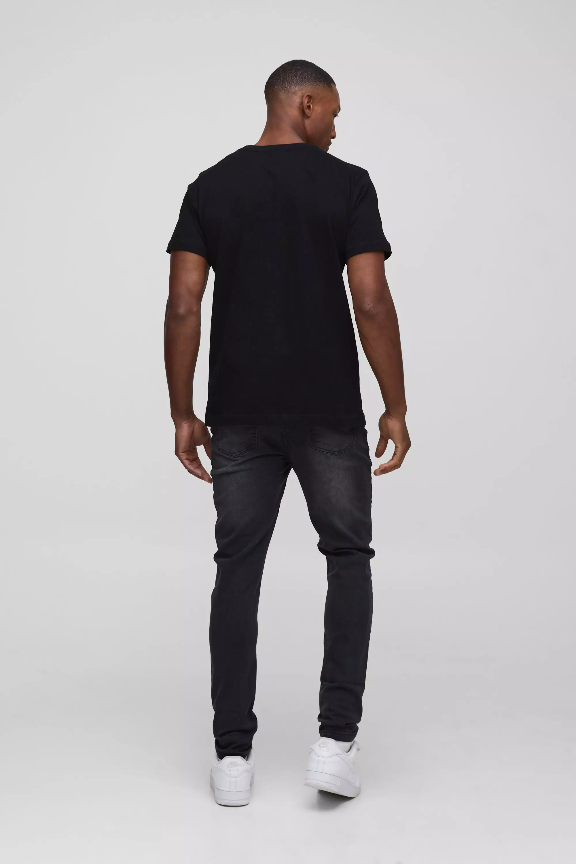 Skinny Stretch Jean in Charcoal | boohooMAN USA