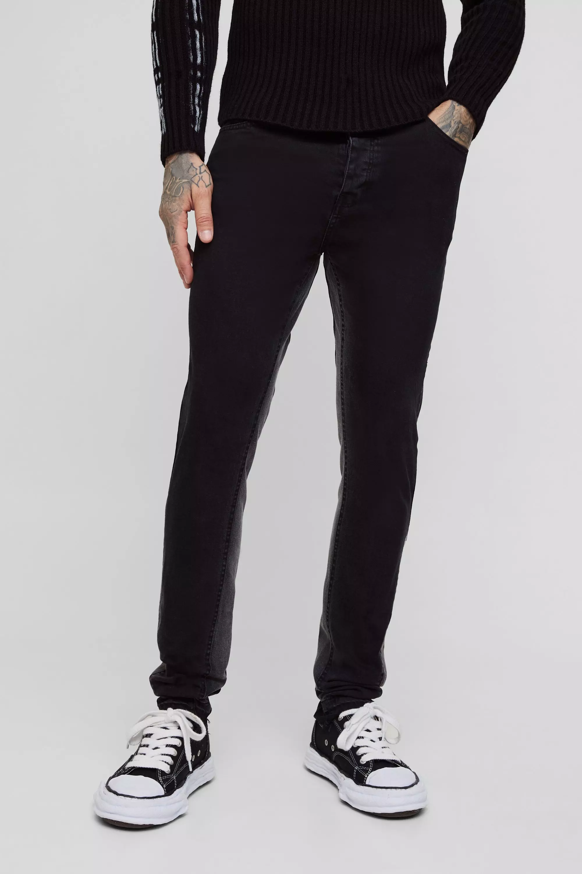 Washed black Tall Skinny Fit Contrast Gusset Pants alternative image