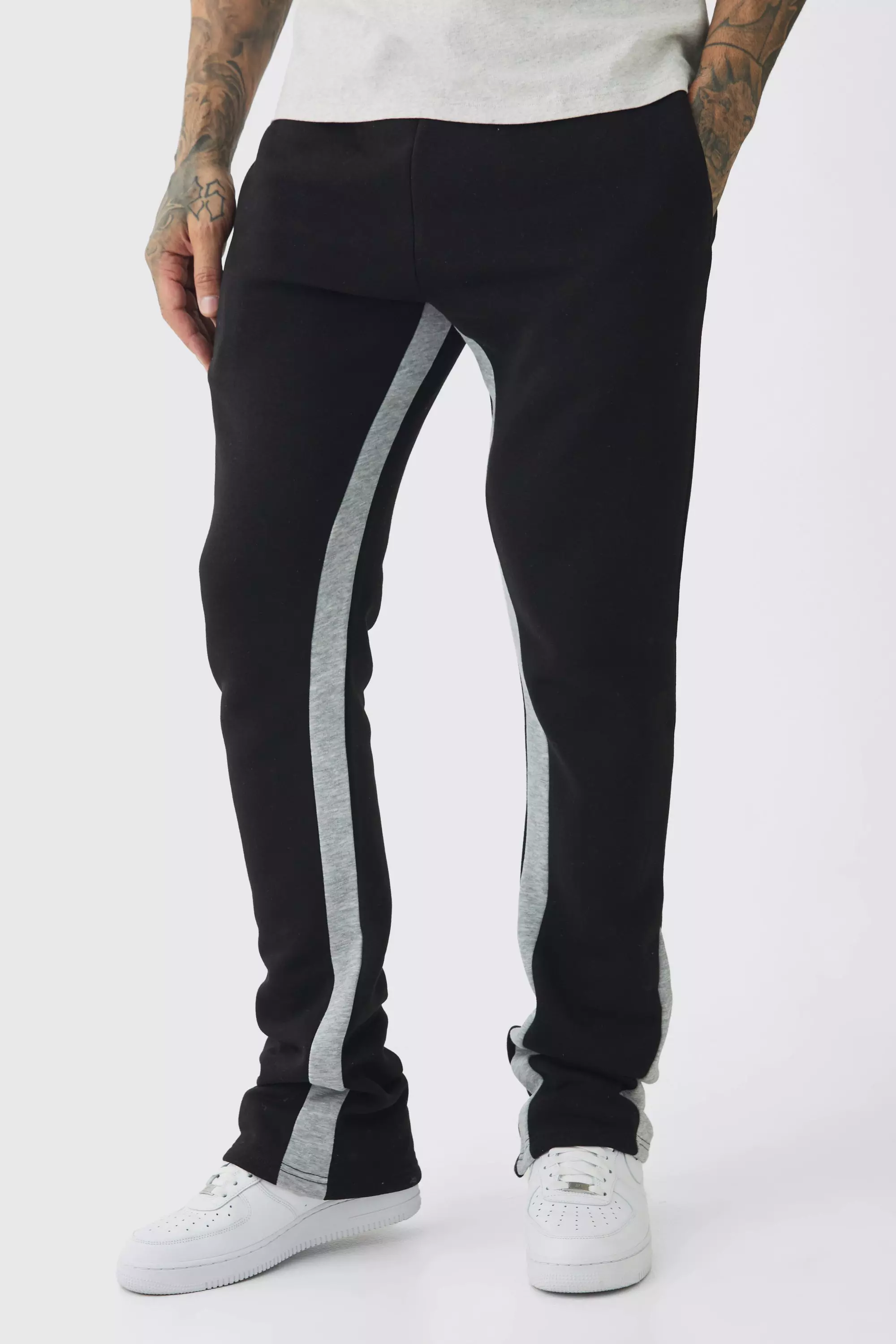 Black Tall Stacked Fit Gusset Joggers alternative image