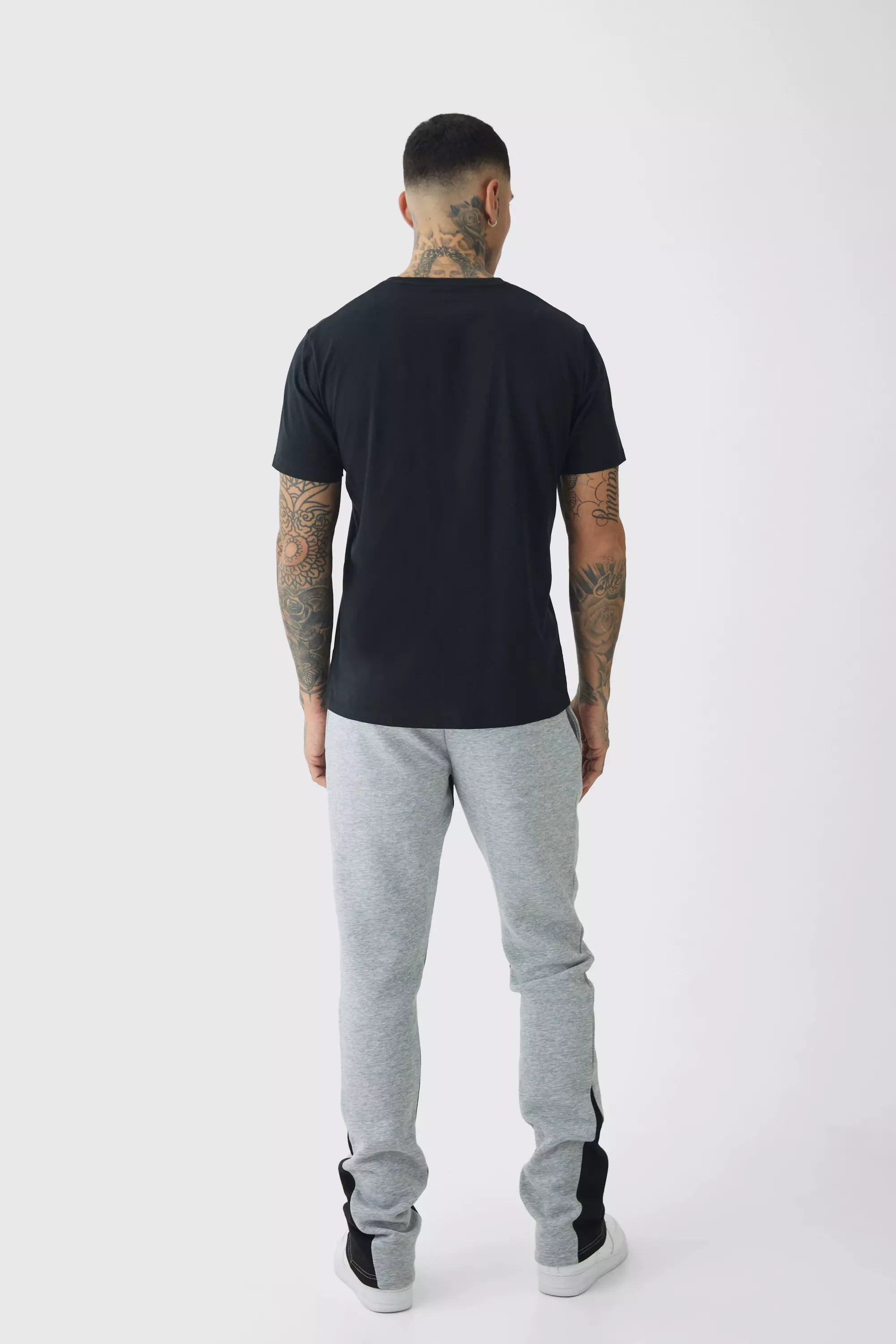 Grey marl Tall Stacked Joggingbroek Met Gusset Detail alternatieve afbeelding