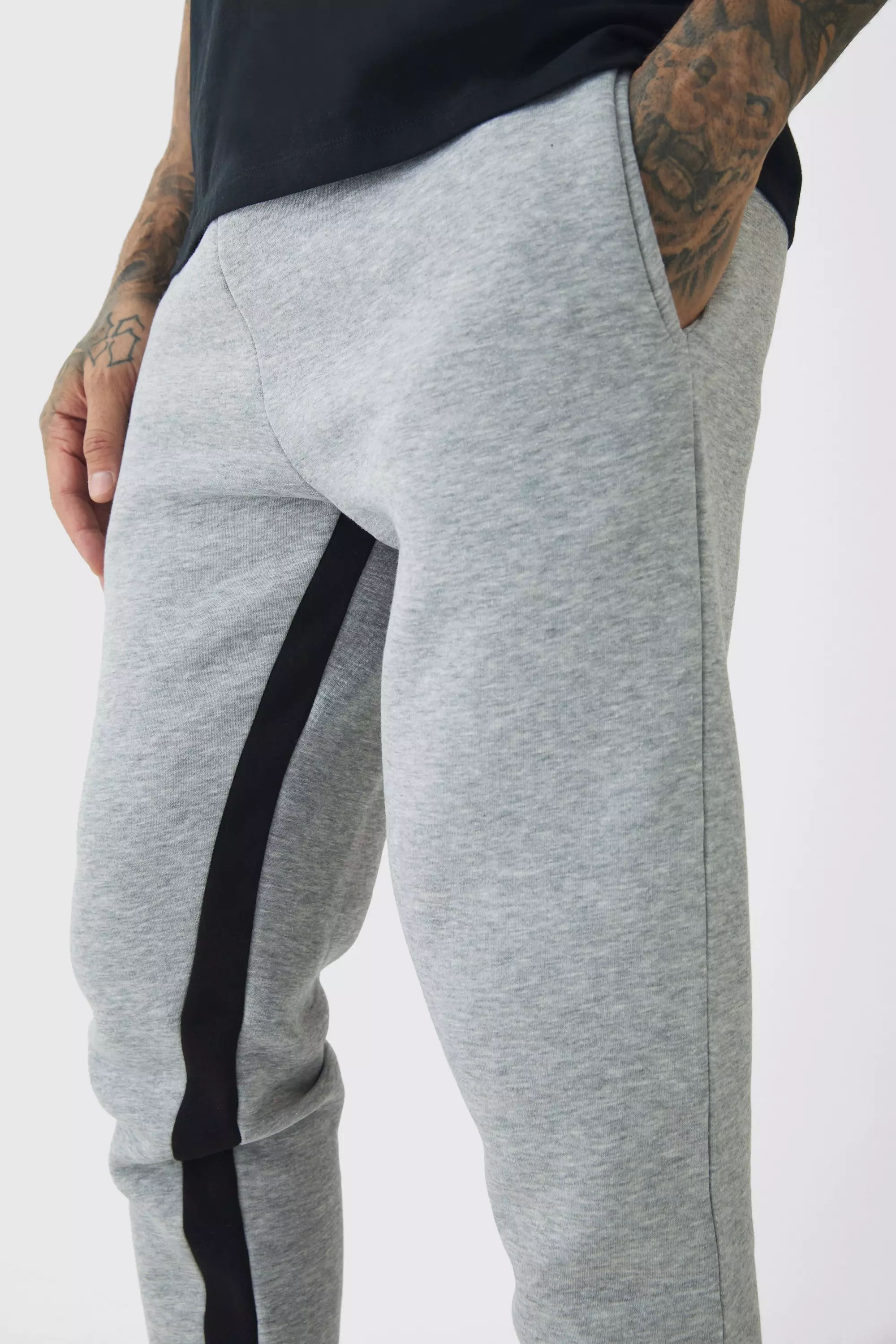 Grey marl Tall Stacked Joggingbroek Met Gusset Detail alternatieve afbeelding