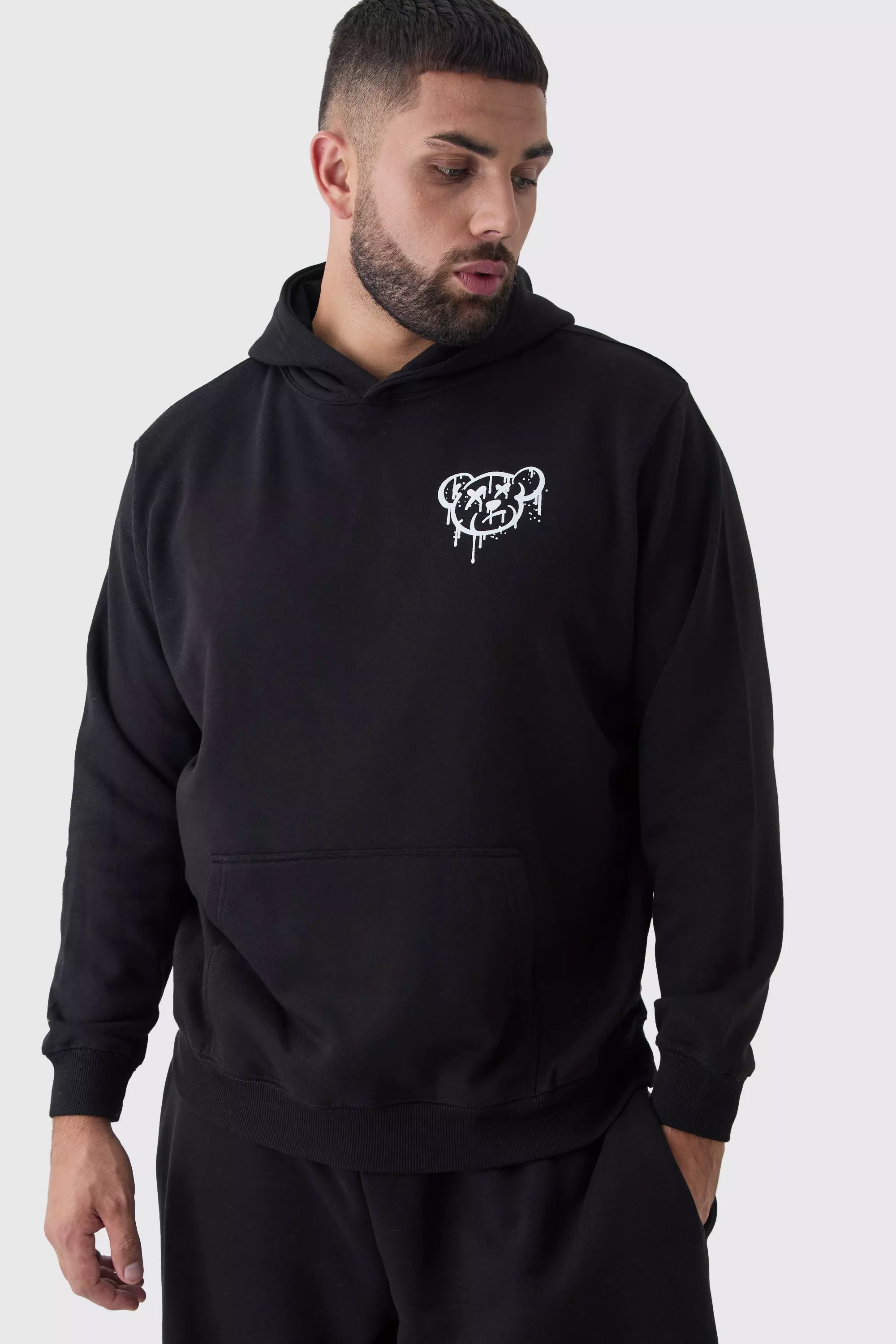 Black Plus Teddy Puff Print Hoodie alternative image