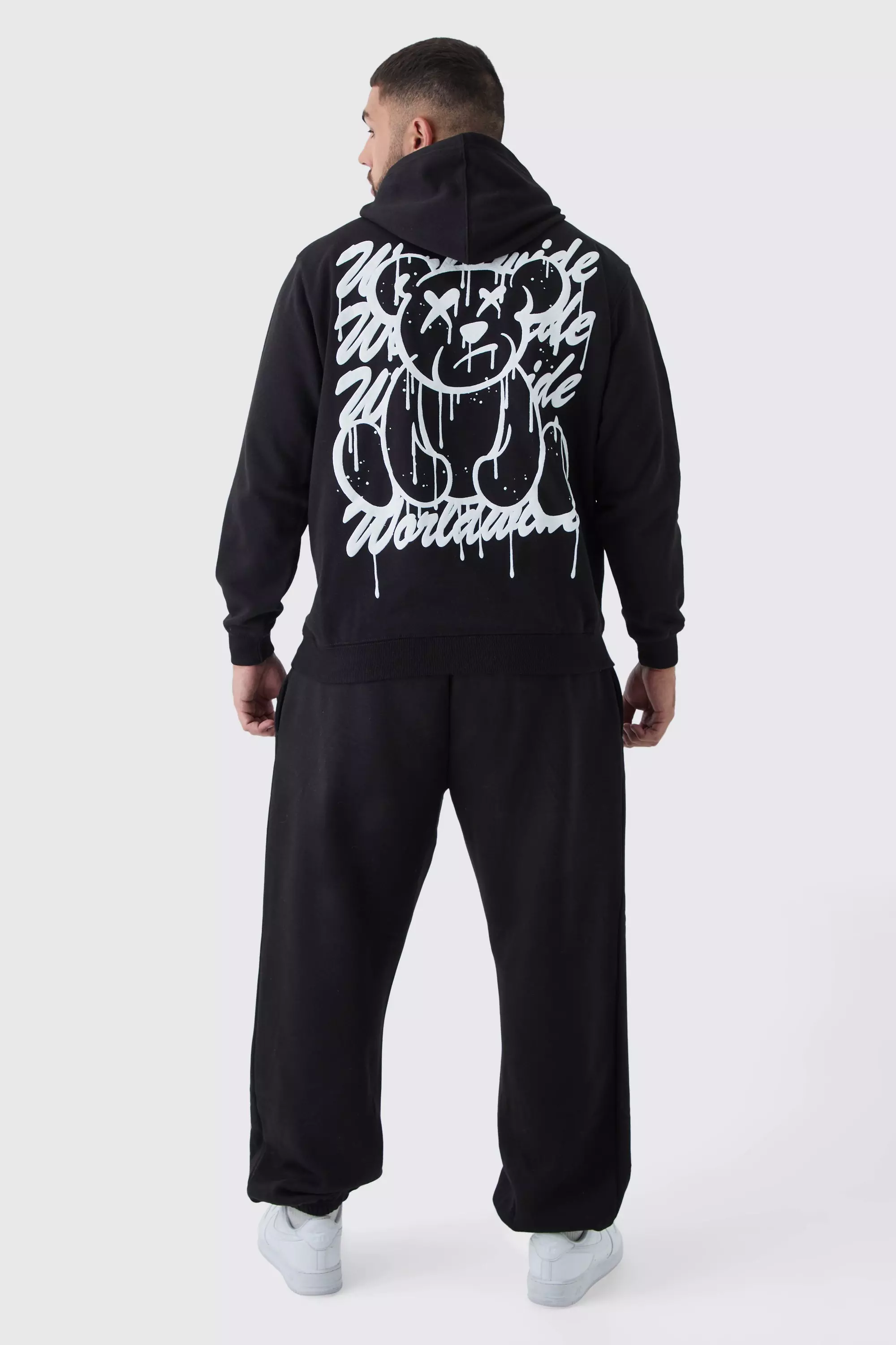 Black Plus Teddy Puff Print Hoodie alternative image