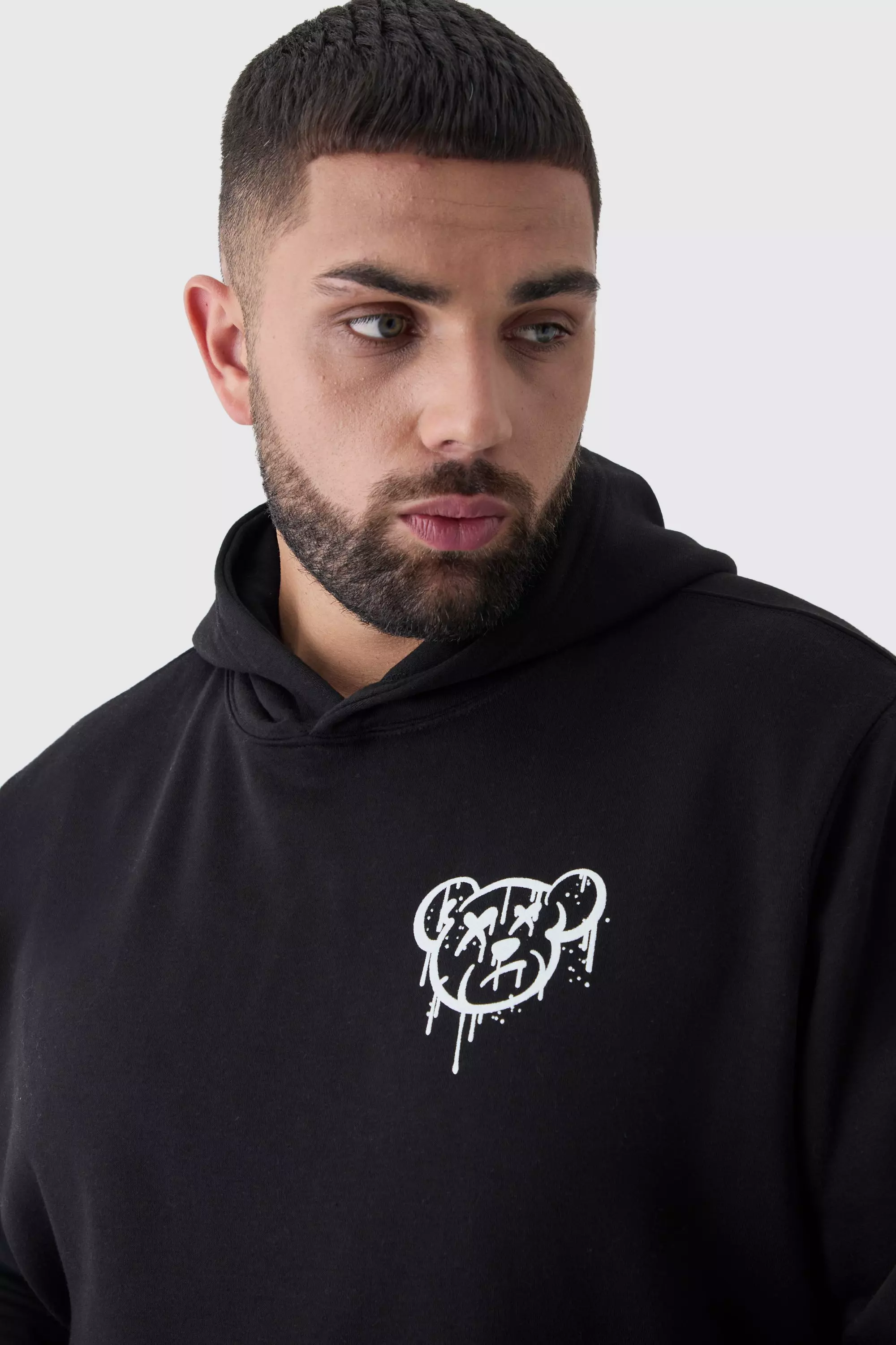 Black Plus Teddy Puff Print Hoodie alternative image