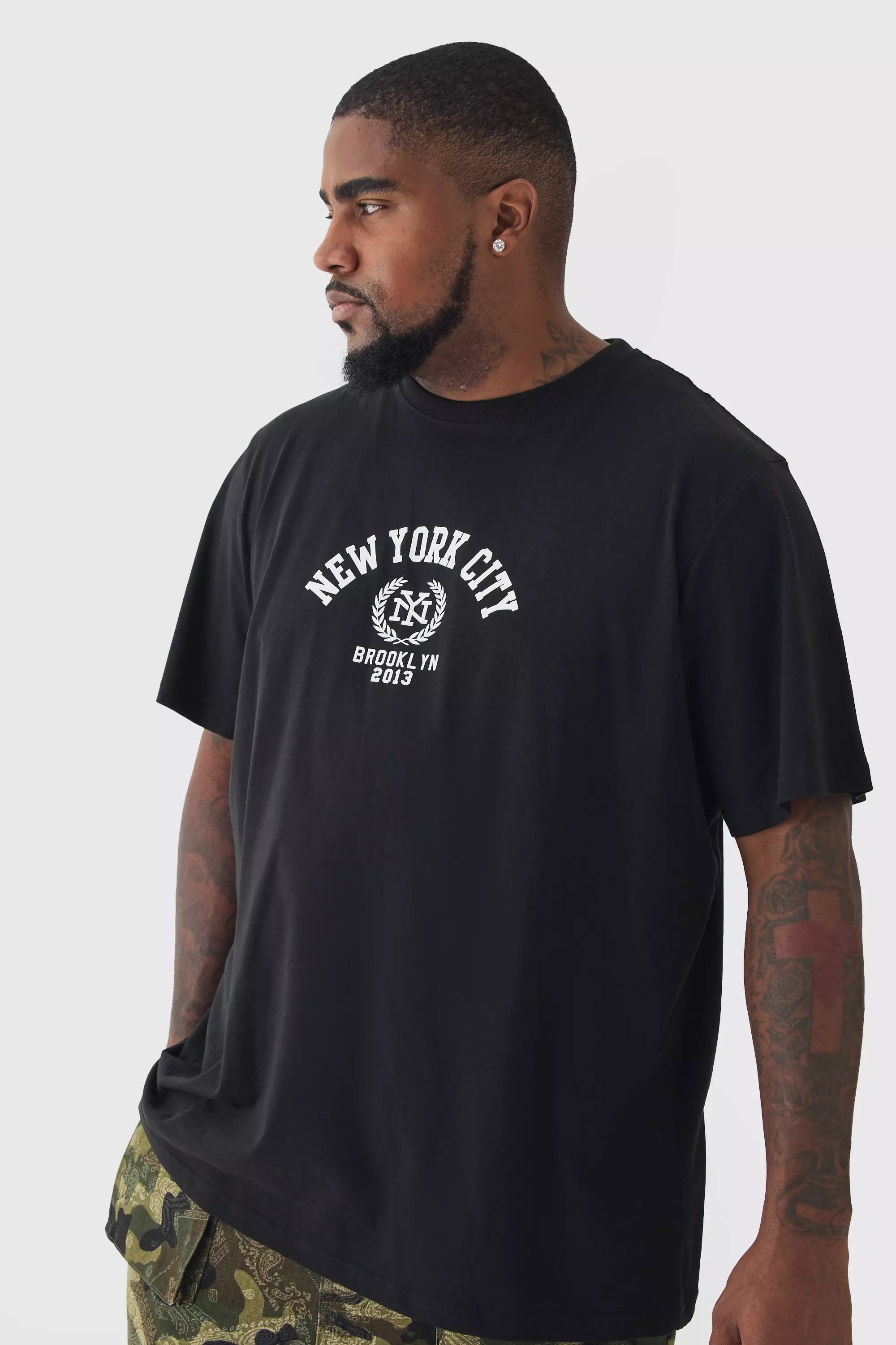 Plus New York City Varsity T-Shirt Black