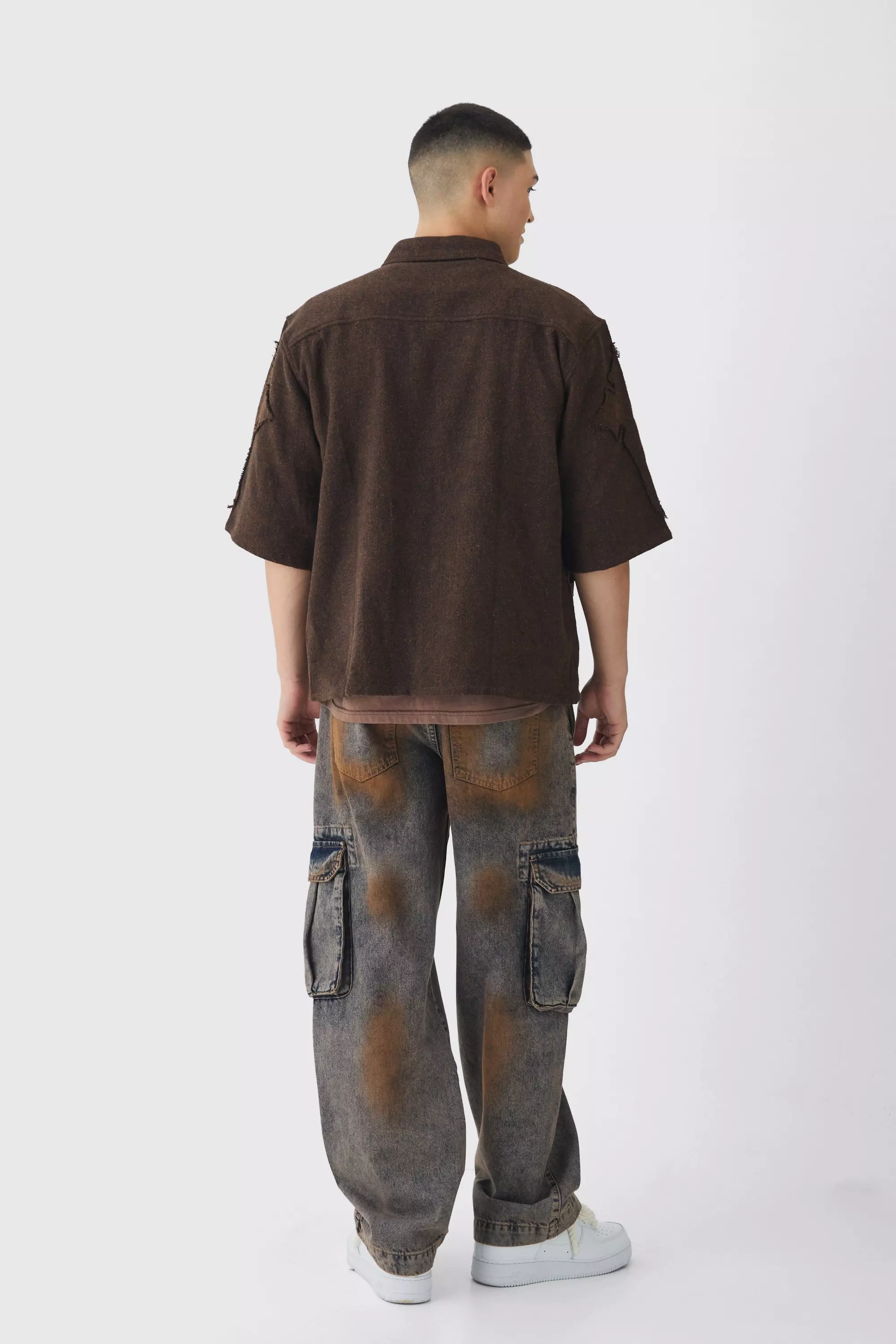Antique wash Relaxed Rigid Tinted Cargo Denim Jeans alternative image