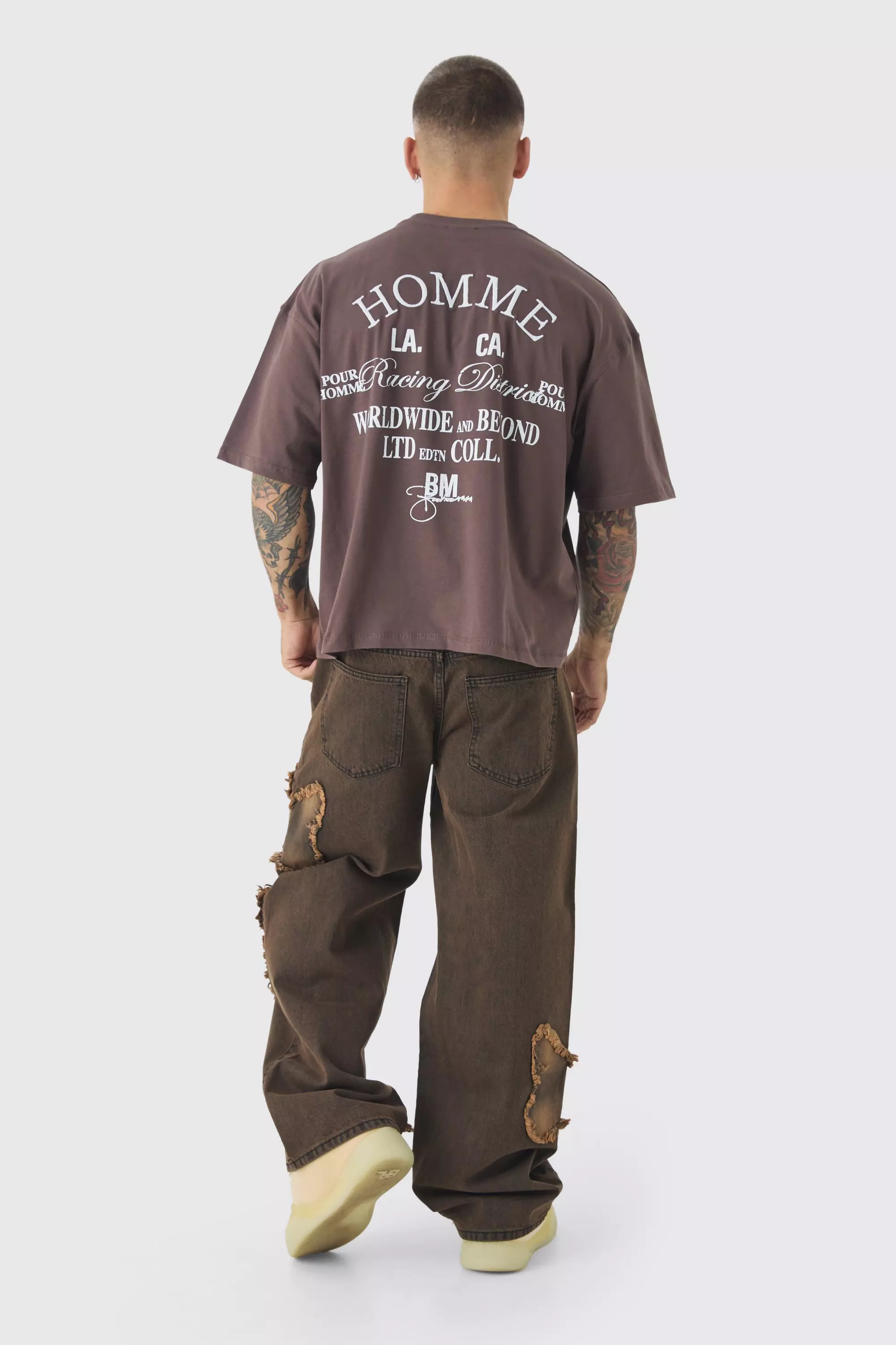 Baggy Rigid Butterfly Applique Denim Jeans | boohooMAN USA
