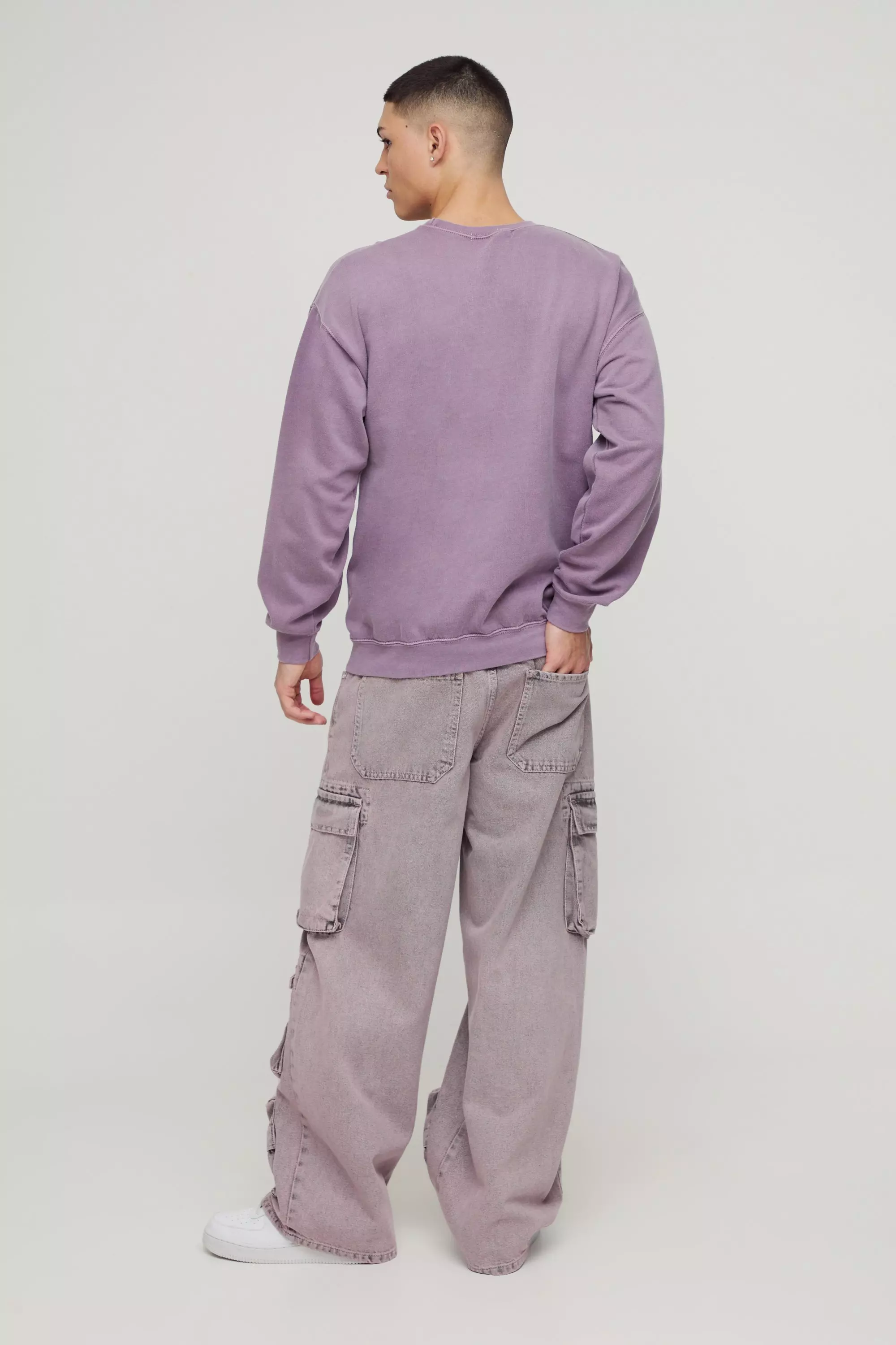 Pink Onbewerkte Roze Baggy Cargo Jeans Met Zakken alternatieve afbeelding
