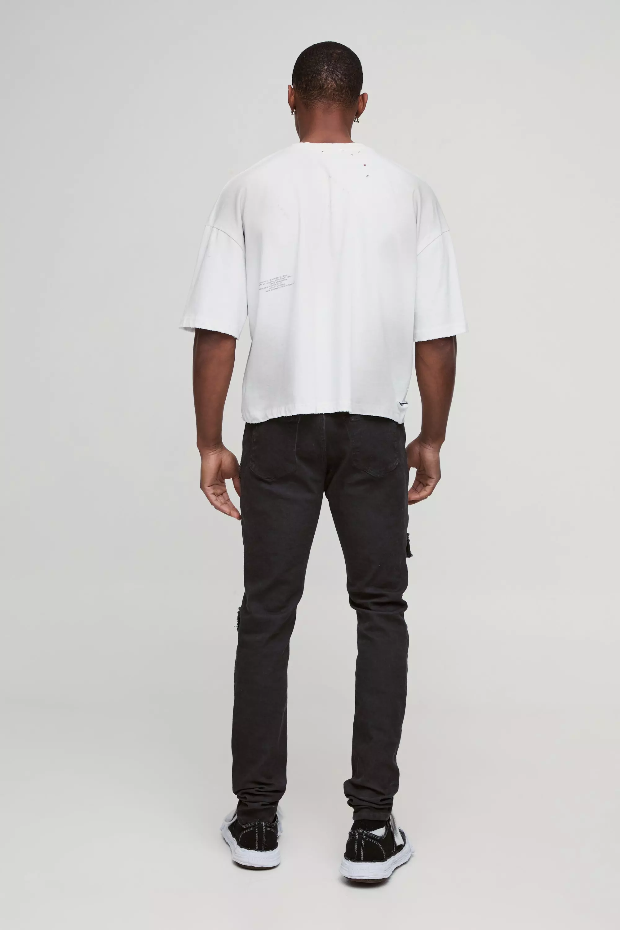 Skinny Stretch Cargo-Jeans mit Taschen, Washed black alternatives Bild