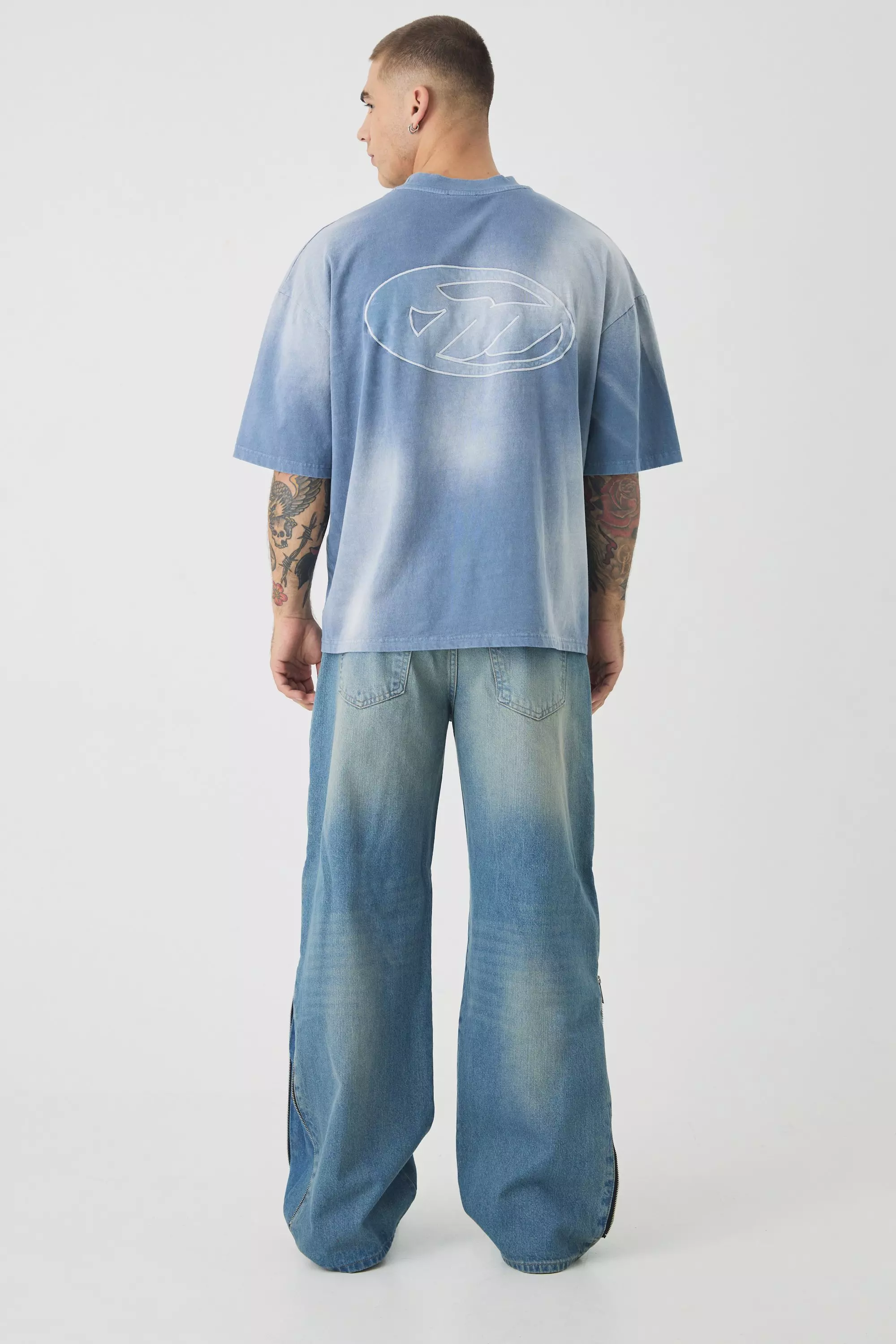 Lockere Jeans mit Reißverschluss, Light blue alternatives Bild