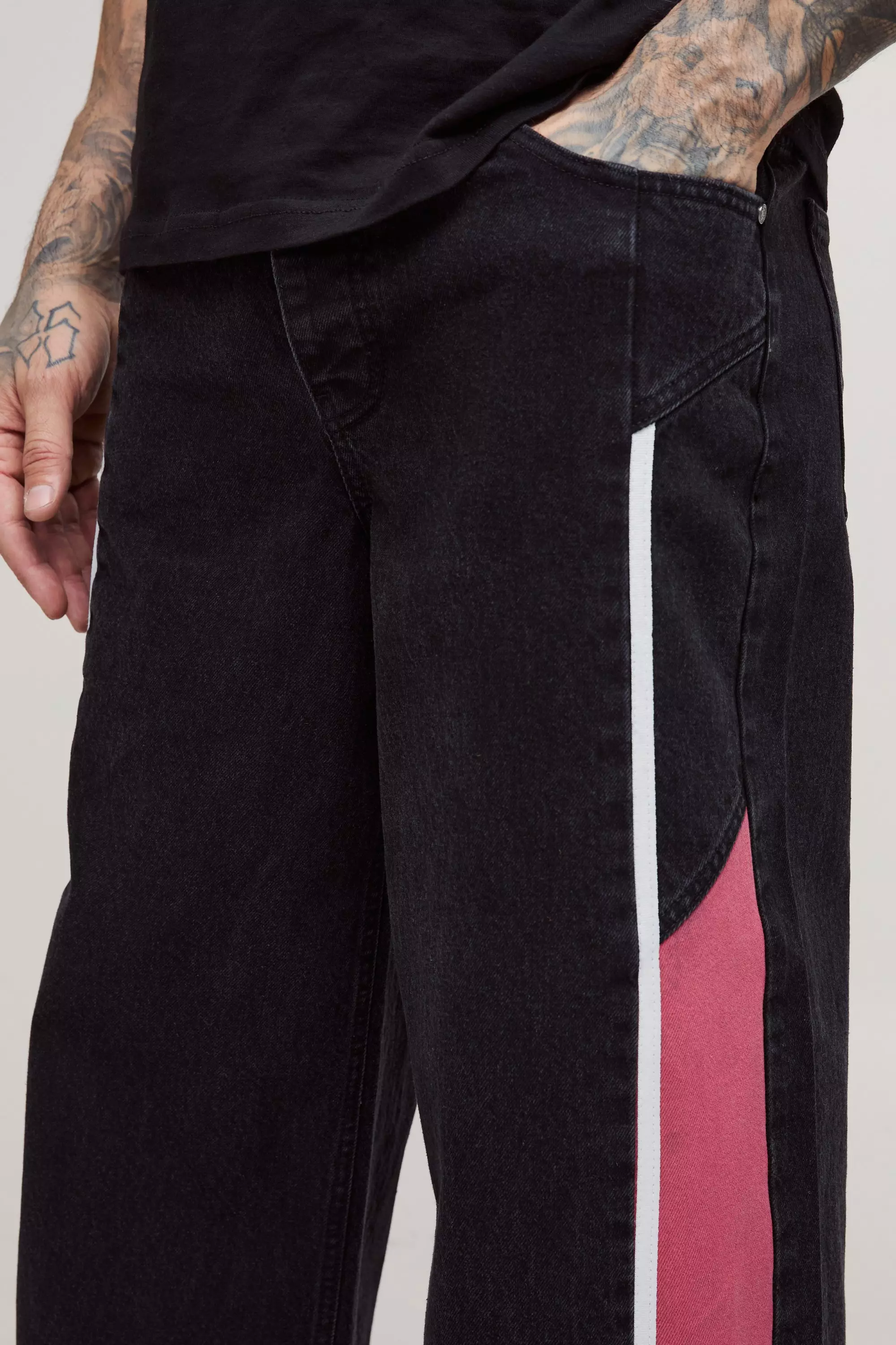 Jeans Da Moto Tall Extra Comodi Con Pannelli, Black immagine alternativa