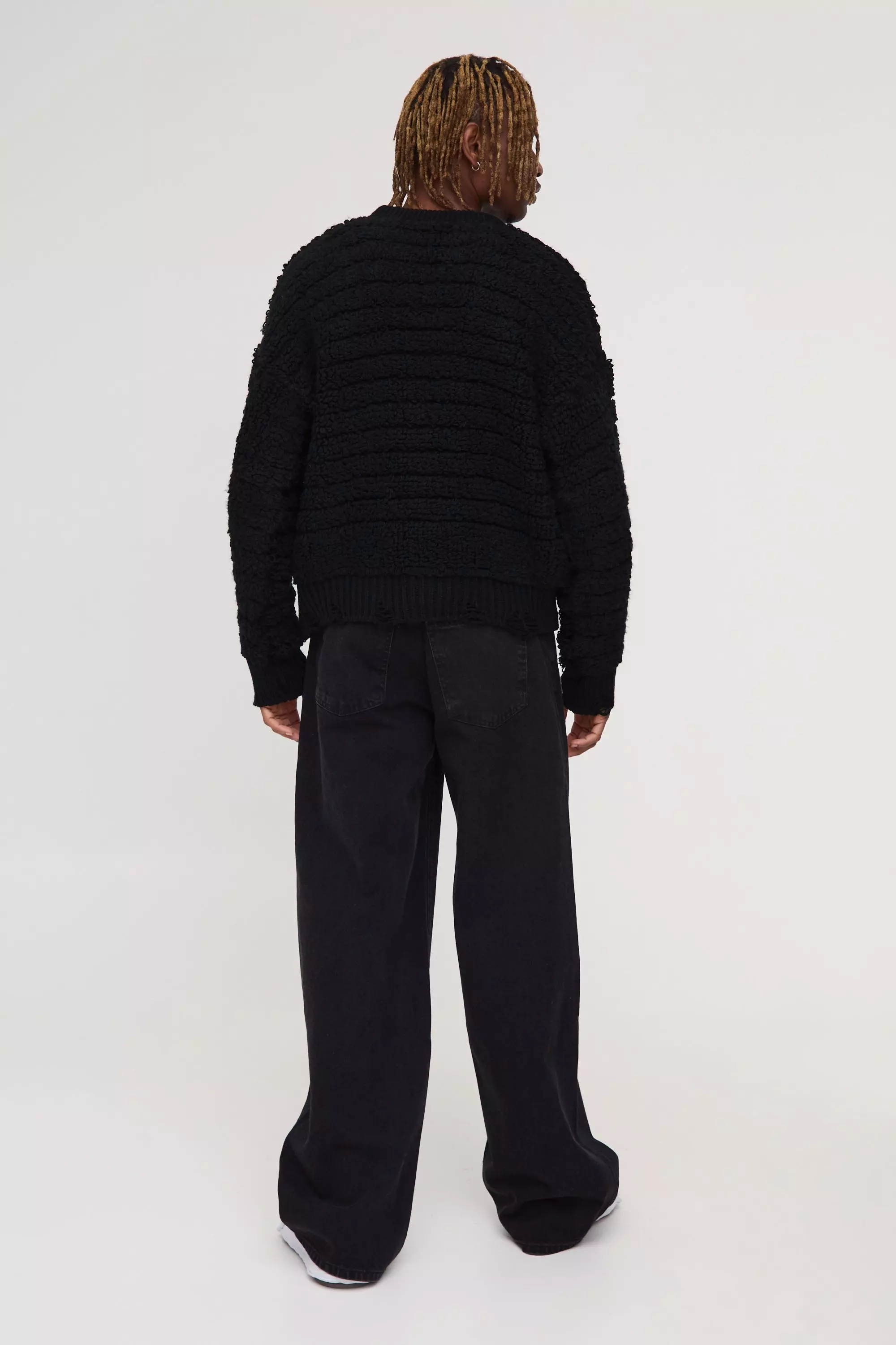 Tall Baggy Leopard Cross Applique Jeans | boohooMAN USA