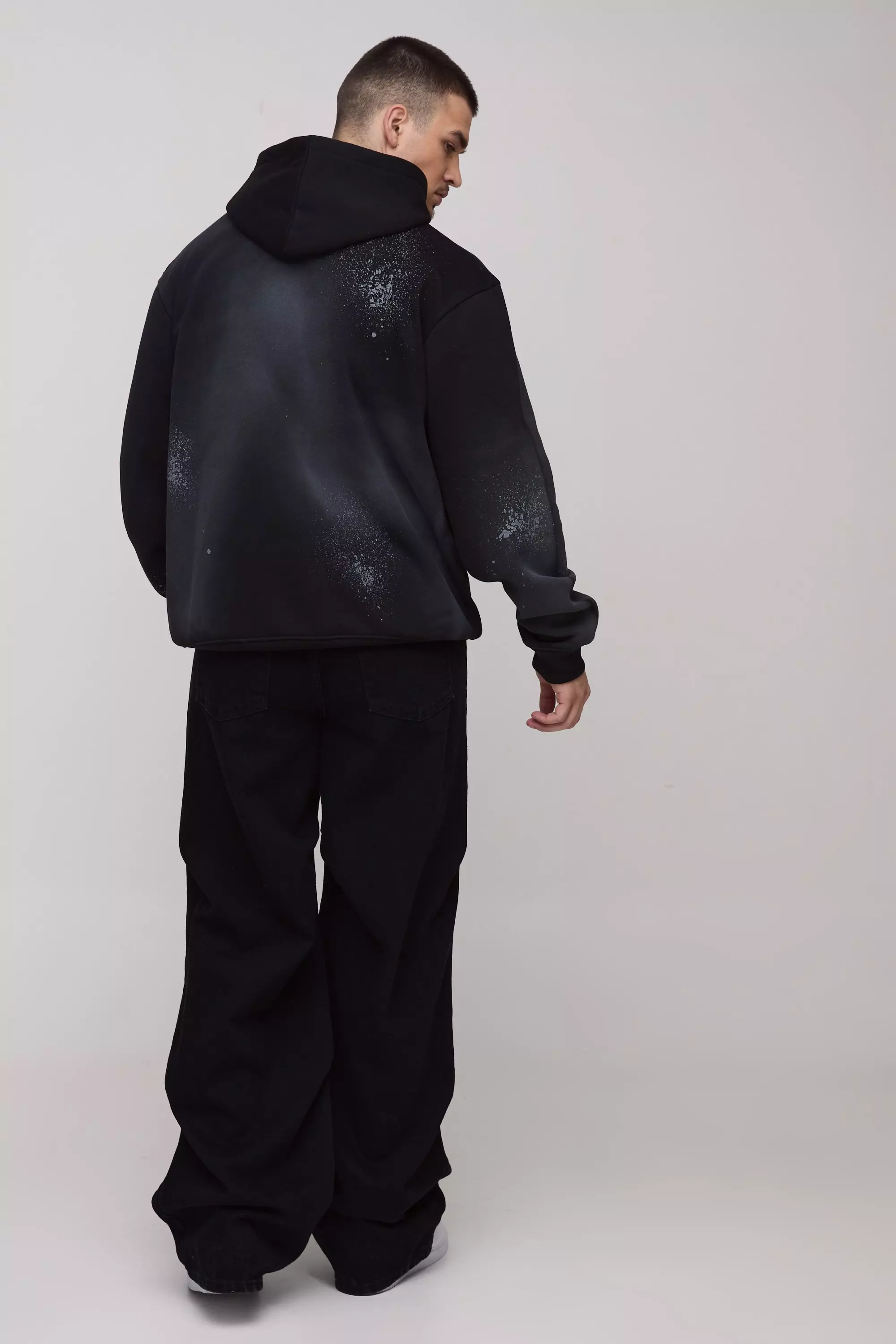 Washed black Tall Baggy Ruched Detail Jeans alternative image